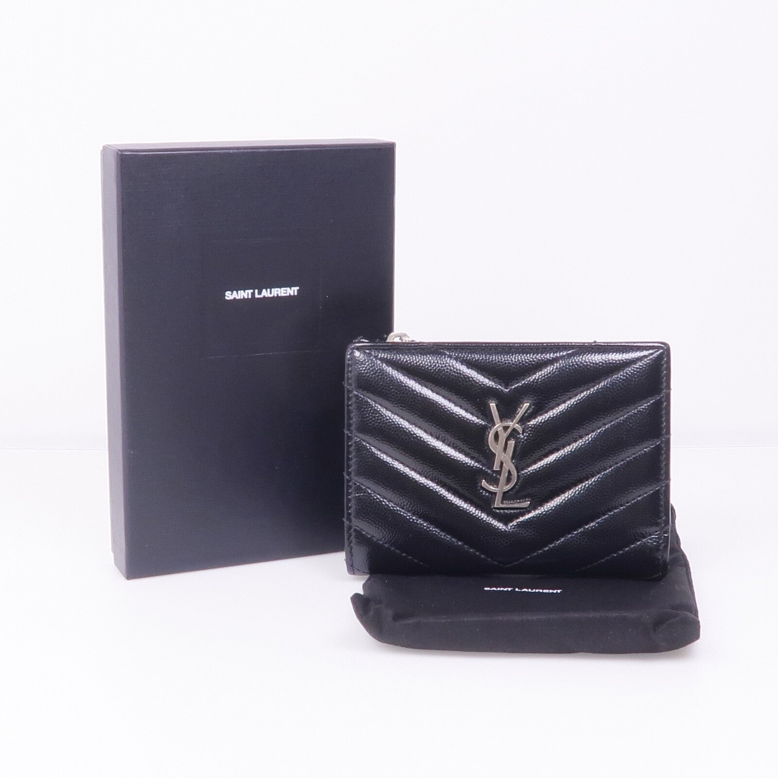 SAINT LAURENT 牛皮皮革Wallet銀扣卡片套