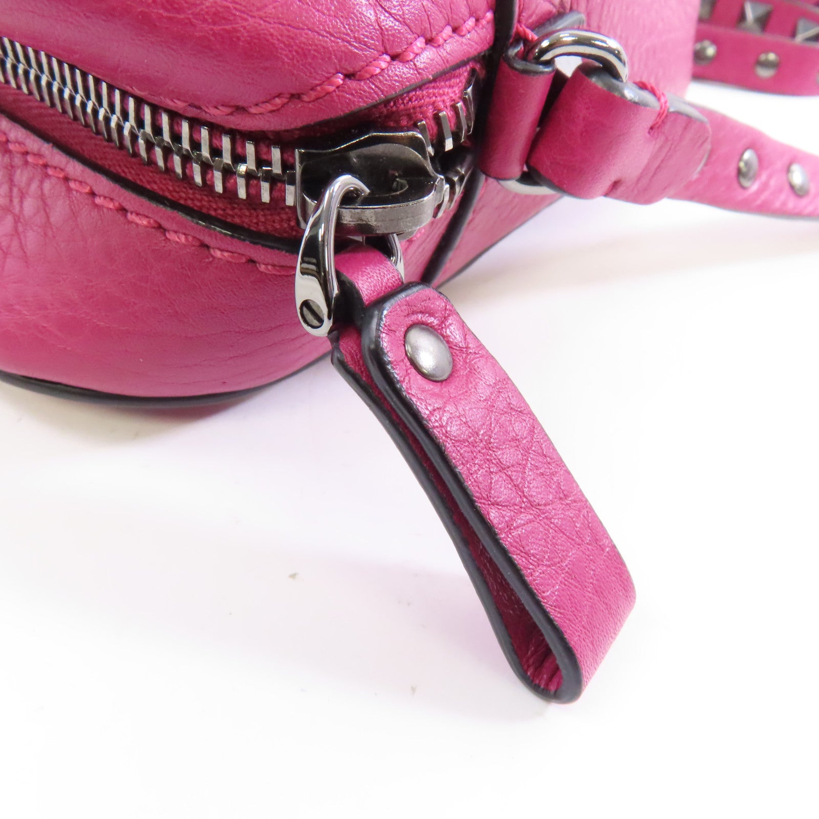 Valentino 【激減優惠】牛皮皮革Shoulder Bag銀扣肩背袋紫色