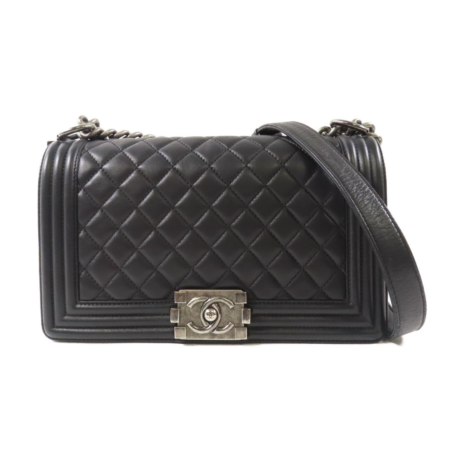CHANEL 羊皮皮革Boy 25 Shoulder Bag鏈帶肩背袋
