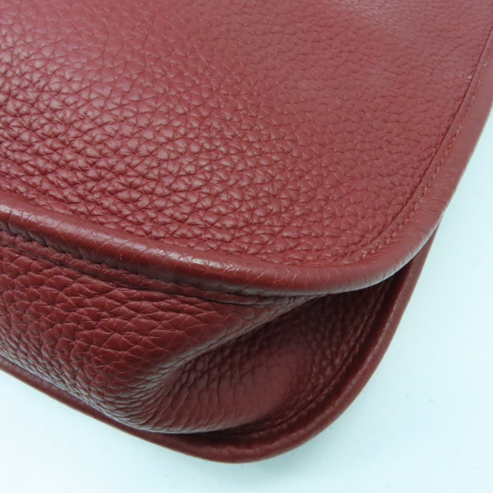 HERMES 【激減優惠】Clemence皮革Evelyne GM銀扣肩背袋Rouge H愛馬仕紅色