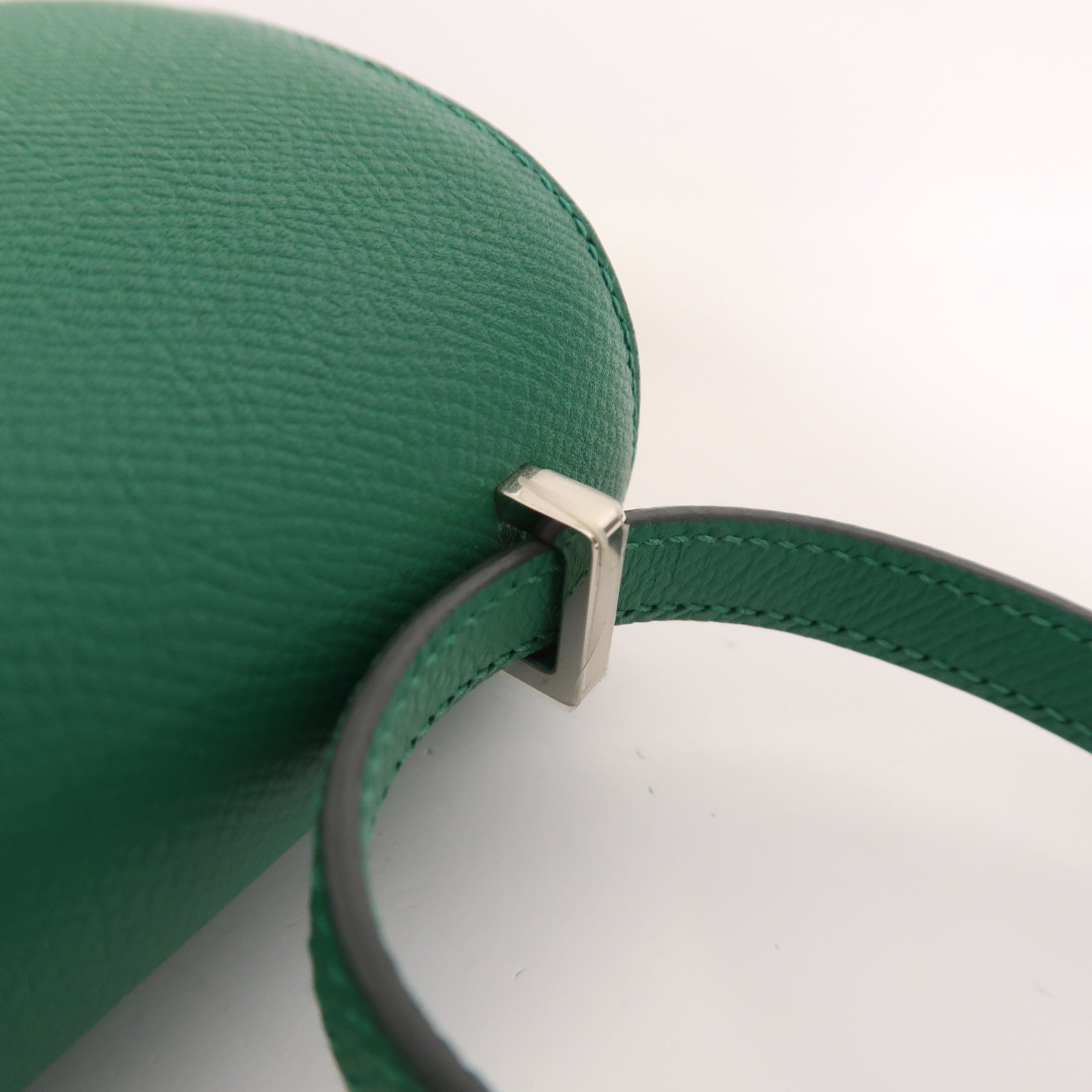HERMES Epsom皮革Constance Mini銀扣肩背袋Vert Vertigo