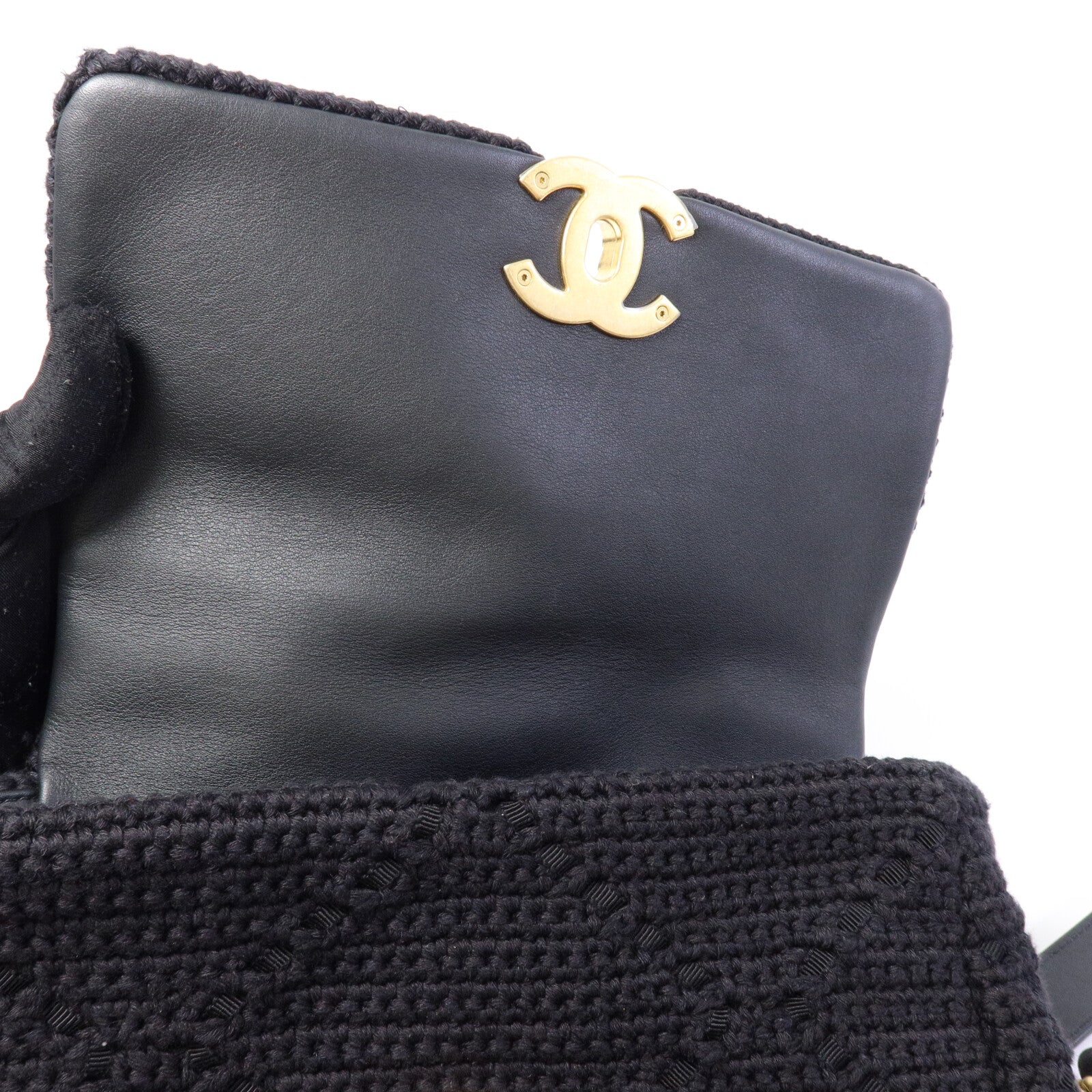 CHANEL 棉質Chanel 19 Medium鏈帶肩背袋