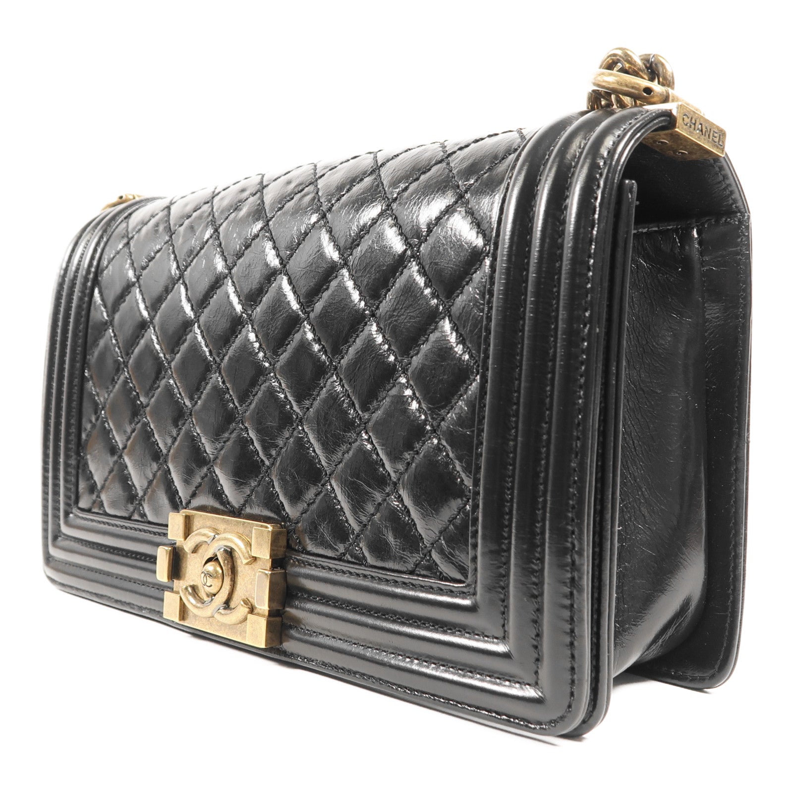 CHANEL 牛皮皮革Boy Chanel金扣肩背袋