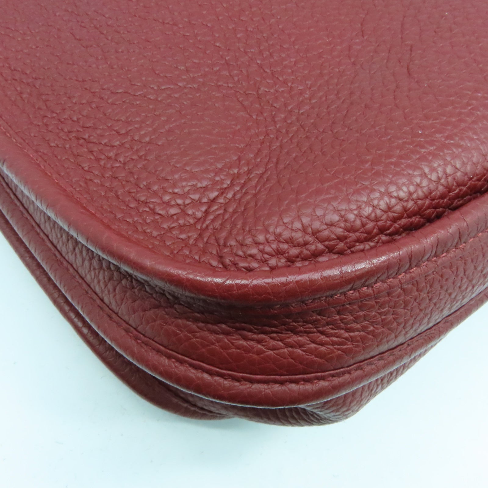 HERMES 【激減優惠】Clemence皮革Evelyne GM銀扣肩背袋Rouge H愛馬仕紅色