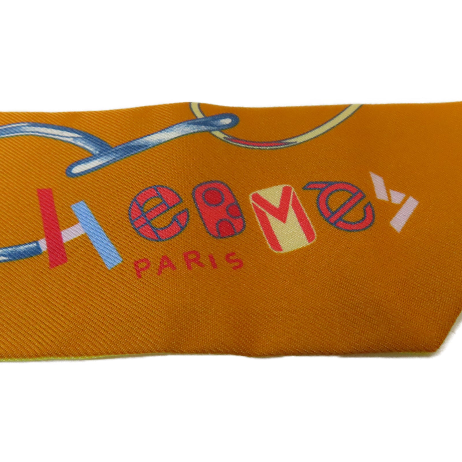 HERMES 【激減優惠】絲質Twilly絲巾橙色/黃色