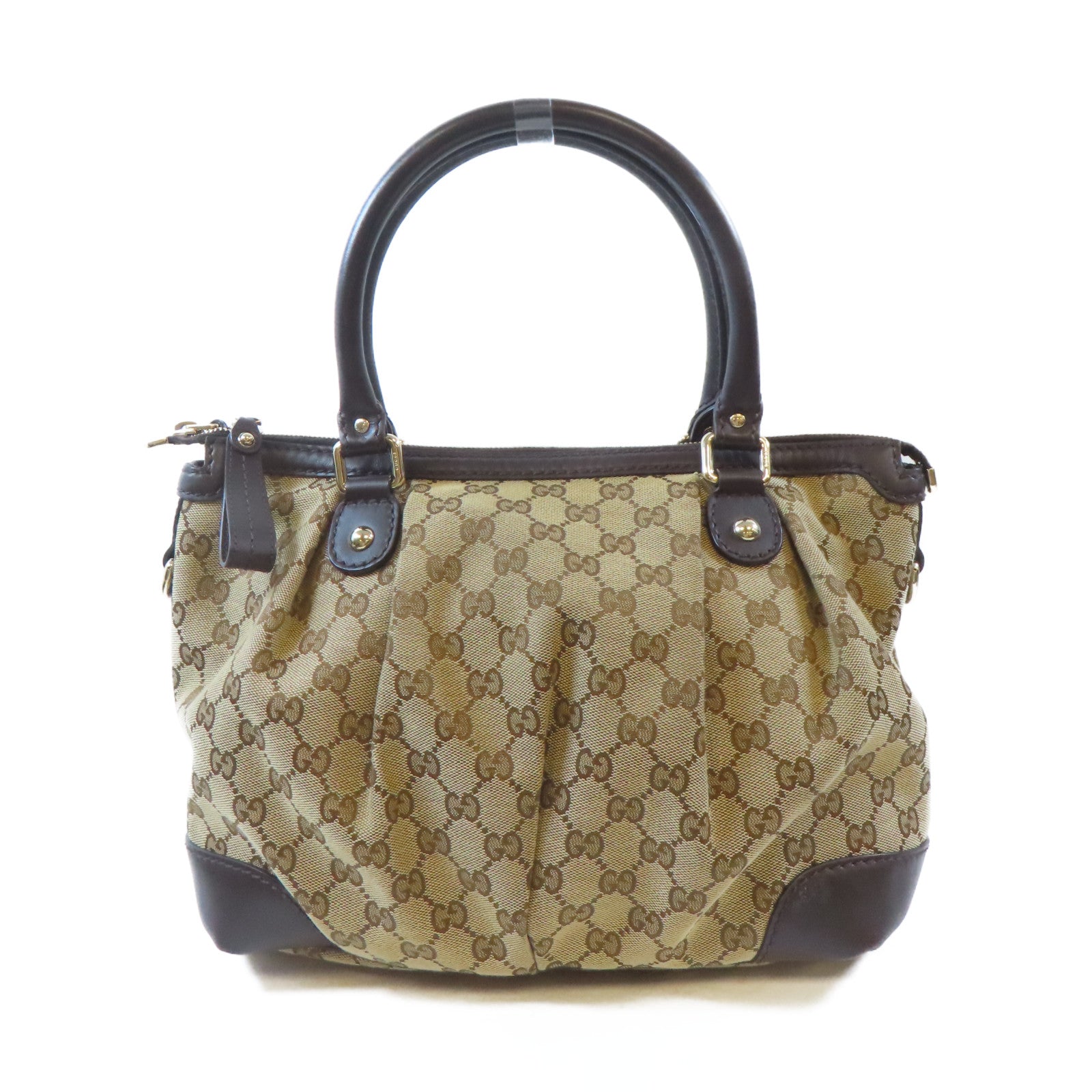 GUCCI【激減優惠】 帆布2 Way Shoulder金扣手挽肩背兩用袋棕色
