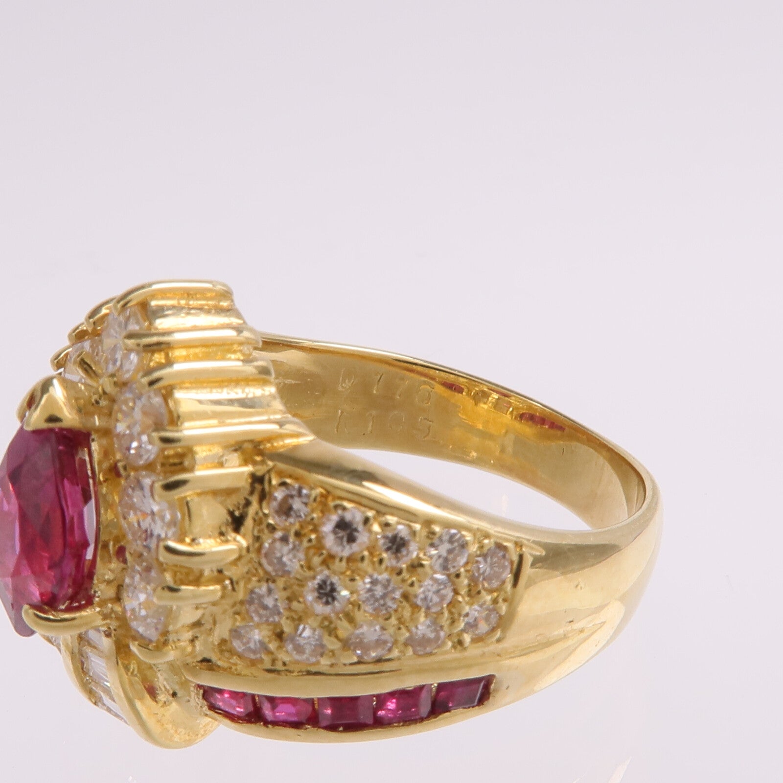JEWELRY 18K黃金Ruby Diamond Ring紅寶石/鑽石戒指US#5.75