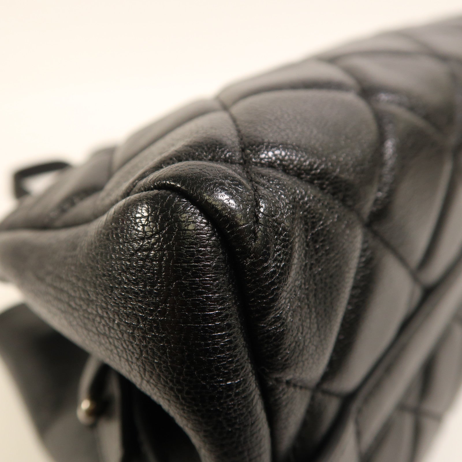 CHANEL 牛皮皮革Tote Bag銀扣肩背袋