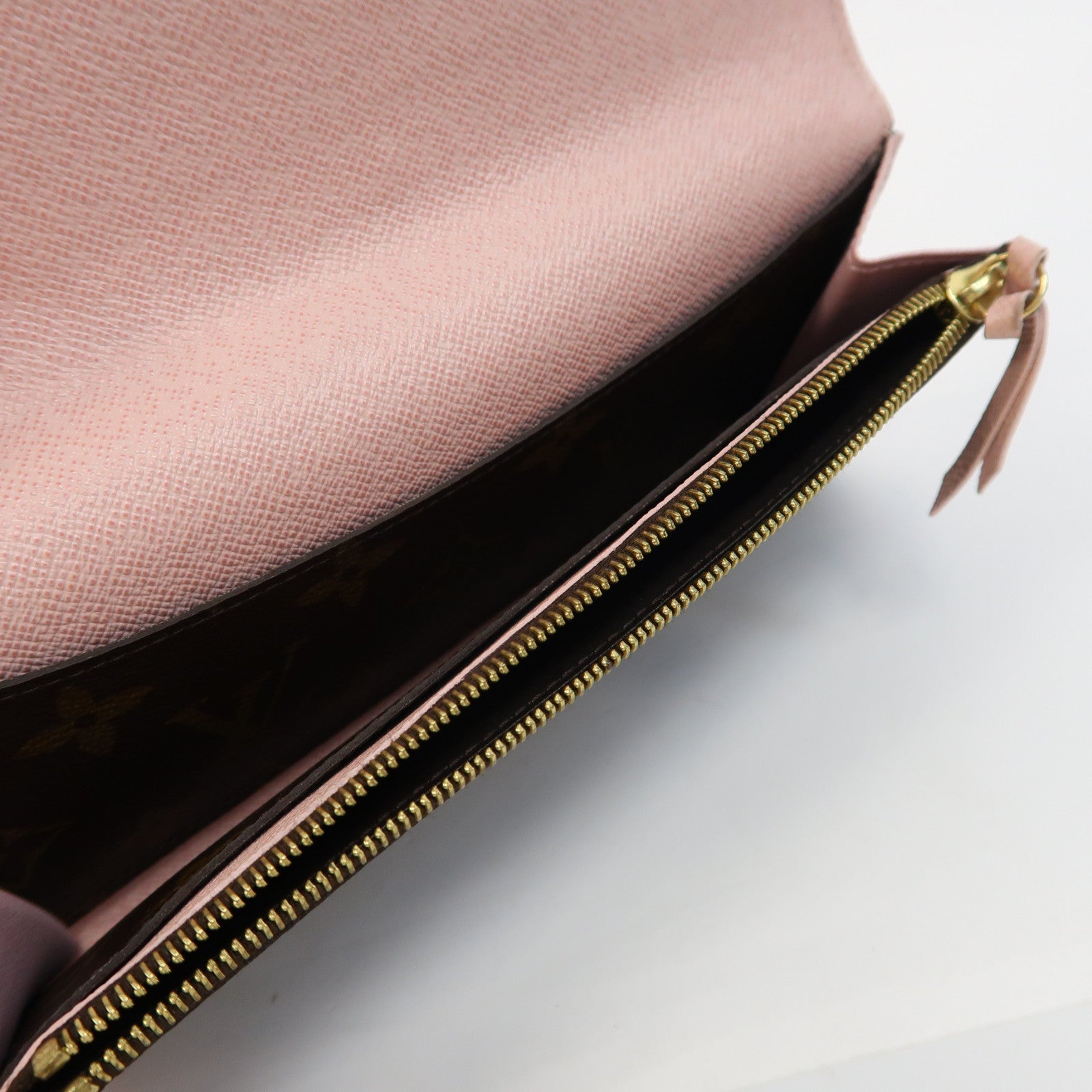 LOUIS VUITTON Monogram Emilie Wallet金扣長錢包啡色/粉紅色