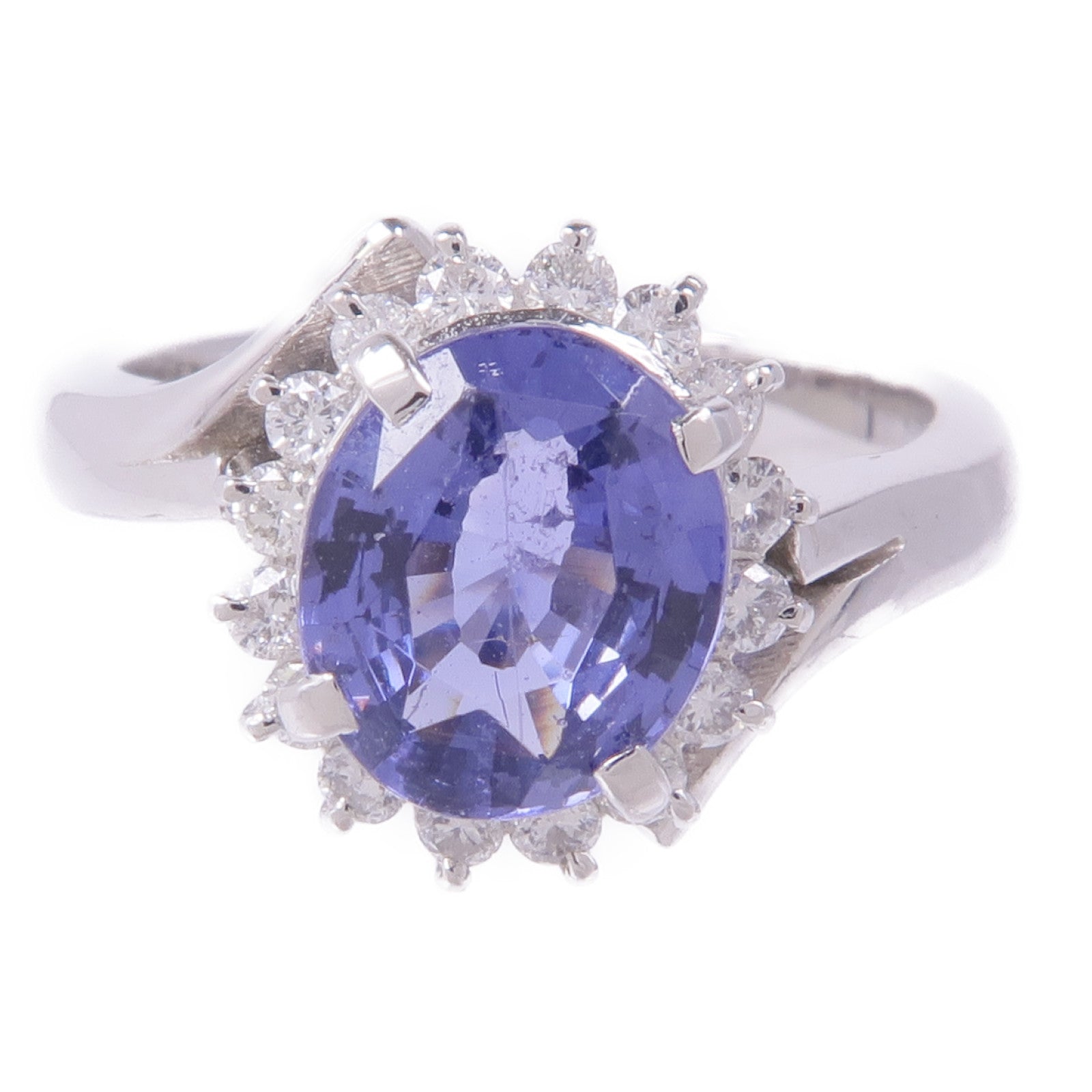 JEWELRY PT850鉑金Blue Spinel Diamond Ring藍色尖晶石/鑽石戒指US#5.25