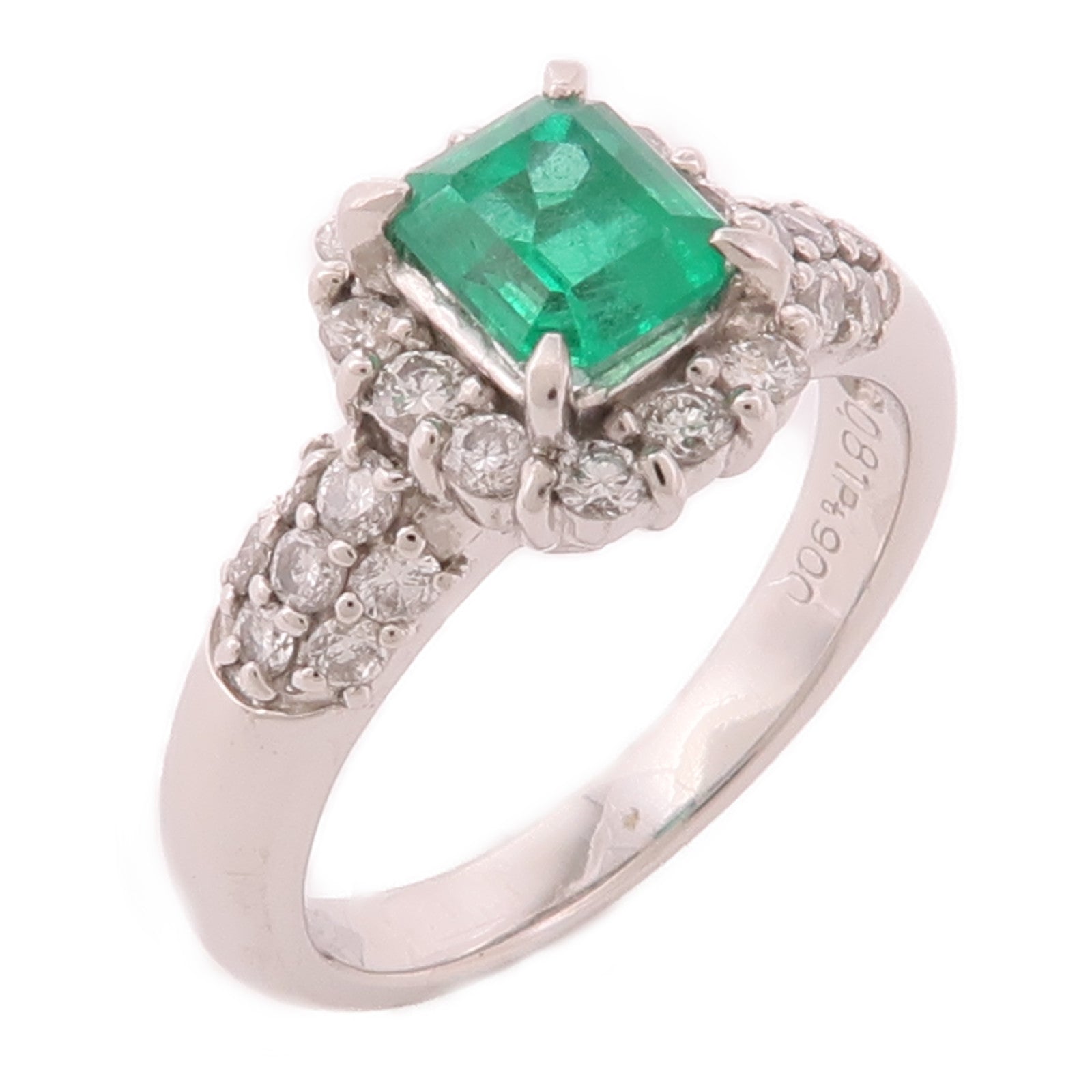 JEWELRY PT900鉑金Emerald Ring綠寶石/鑽石戒指