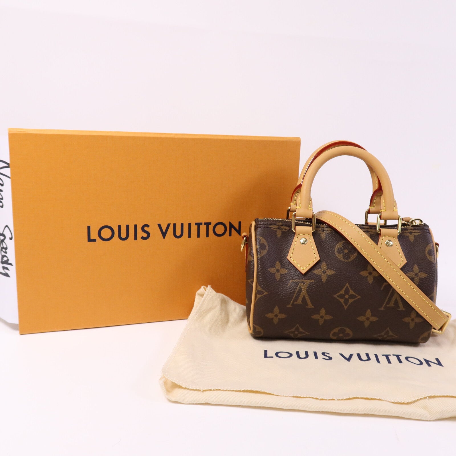 LOUIS VUITTON Monogram Nano Speedy金扣手挽肩背兩用袋