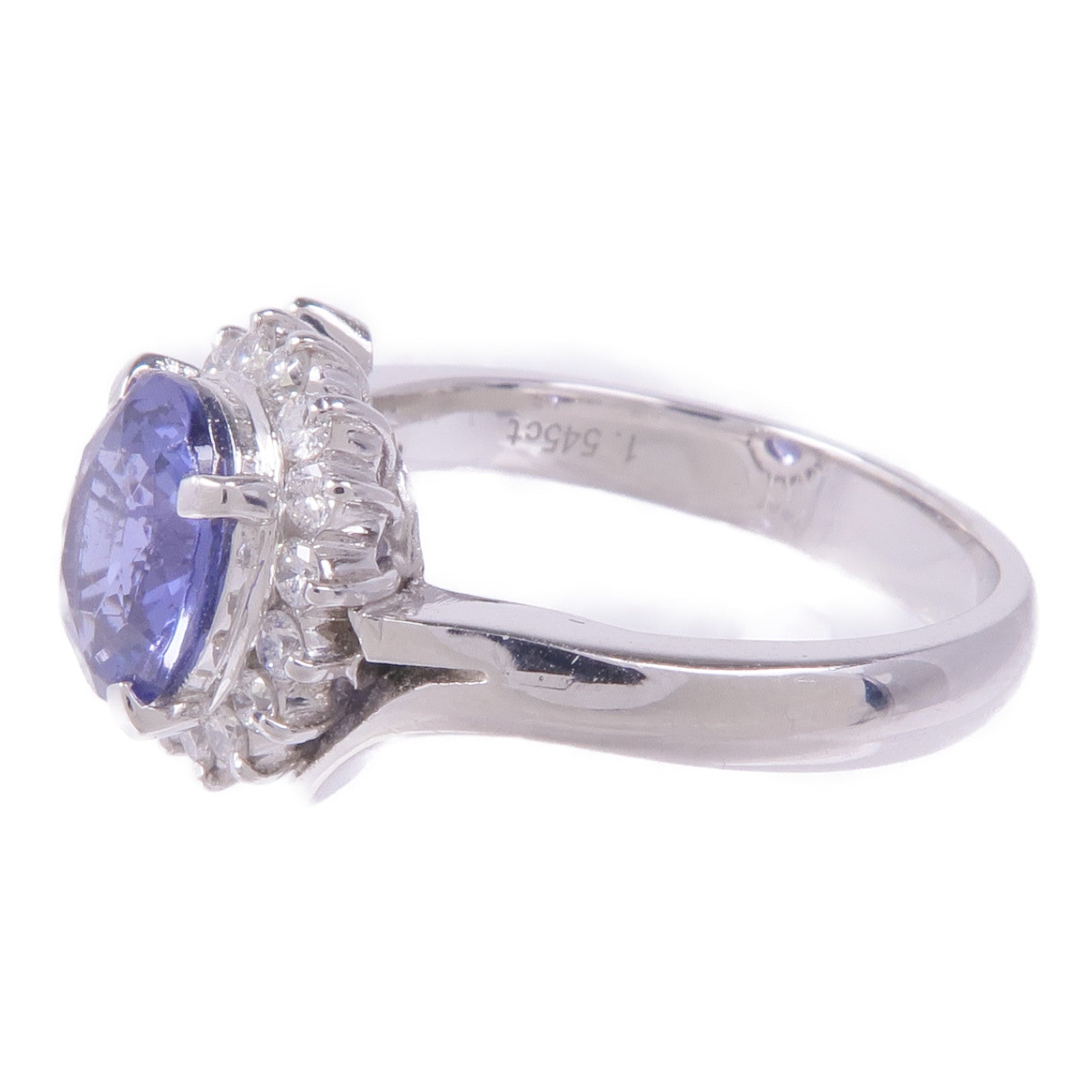 JEWELRY PT850鉑金Blue Spinel Diamond Ring藍色尖晶石/鑽石戒指US#5.25