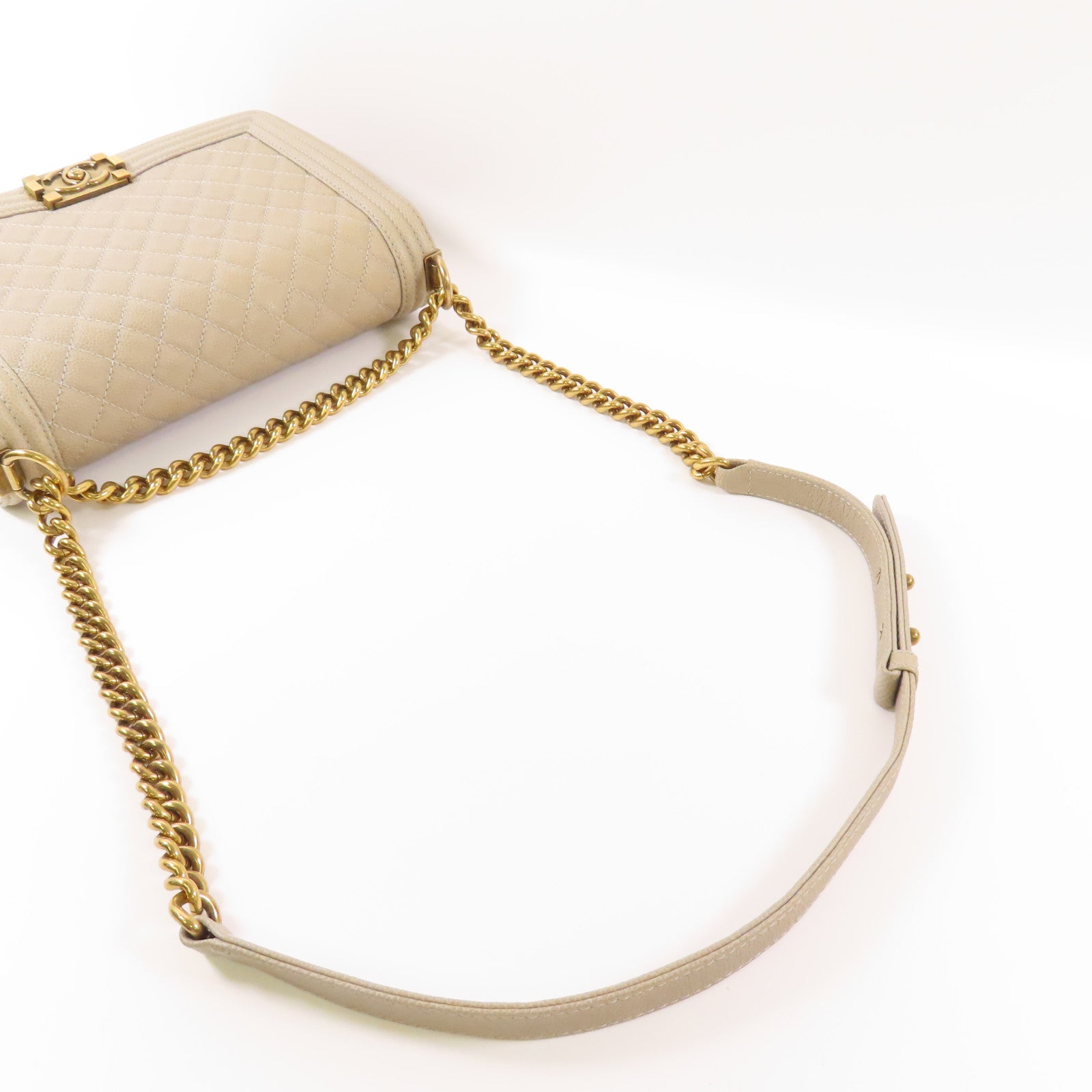 CHANEL 牛皮皮革Boy Chanel 28cm金扣鏈帶肩背袋