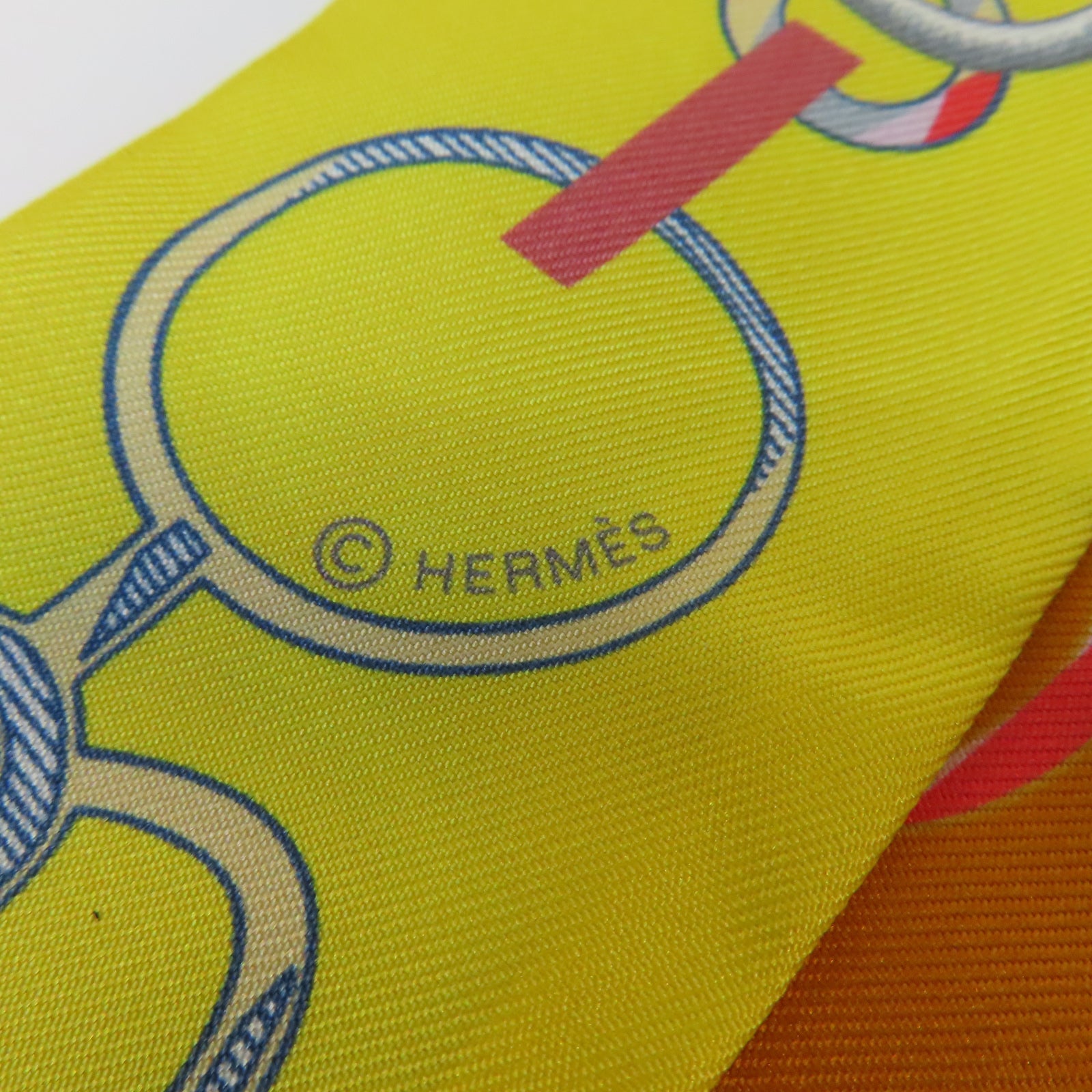 HERMES 【激減優惠】絲質Twilly絲巾橙色/黃色