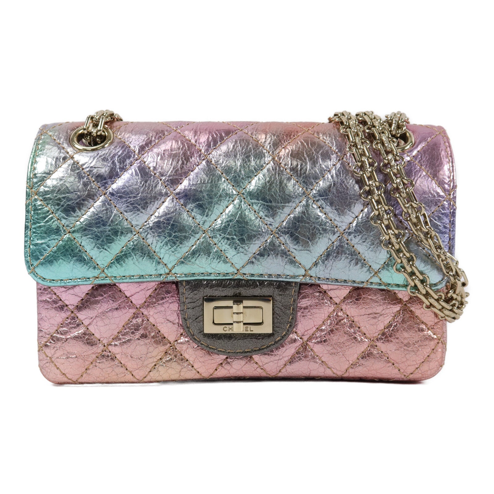 CHANEL 牛皮皮革2.55 Mini鏈帶肩背袋