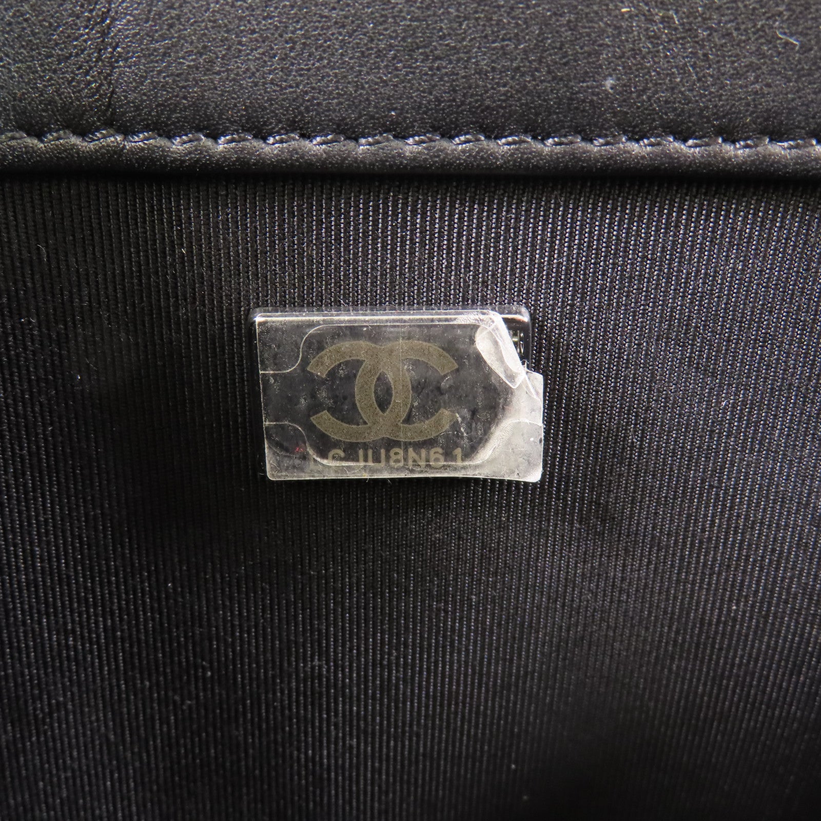 CHANEL CC Boy 25 Chain Shoulder Bag Lambskin Leather Black