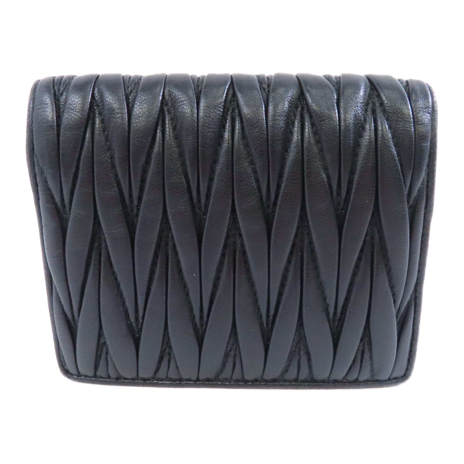 Miu Miu 羊皮皮革Matelasse Wallet金扣錢包黑色