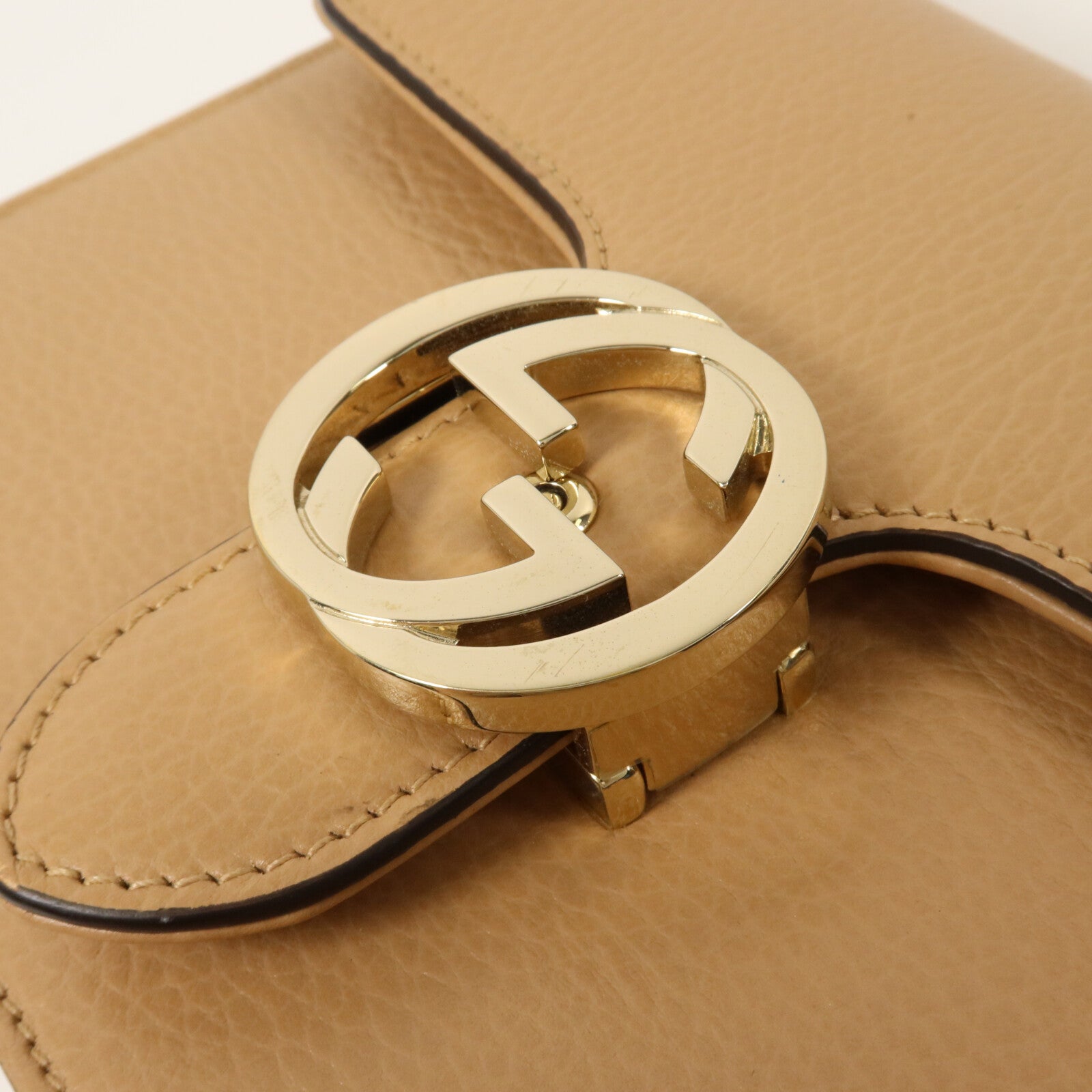 GUCCI 牛皮皮革Interlocking G Chain Shoulder鏈帶肩背袋