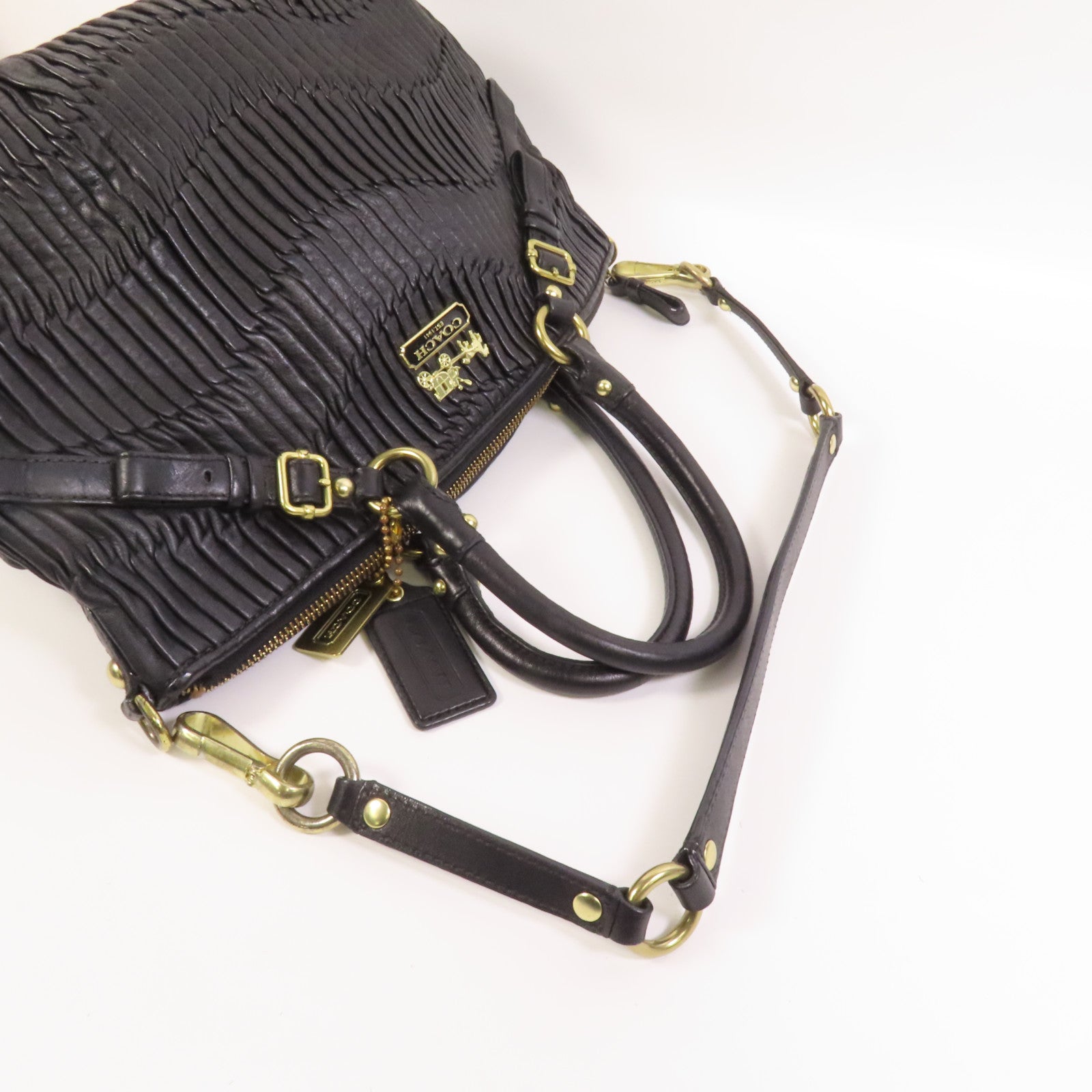 COACH 牛皮皮革2way Chain Shoulder Bag金扣手挽肩背兩用袋