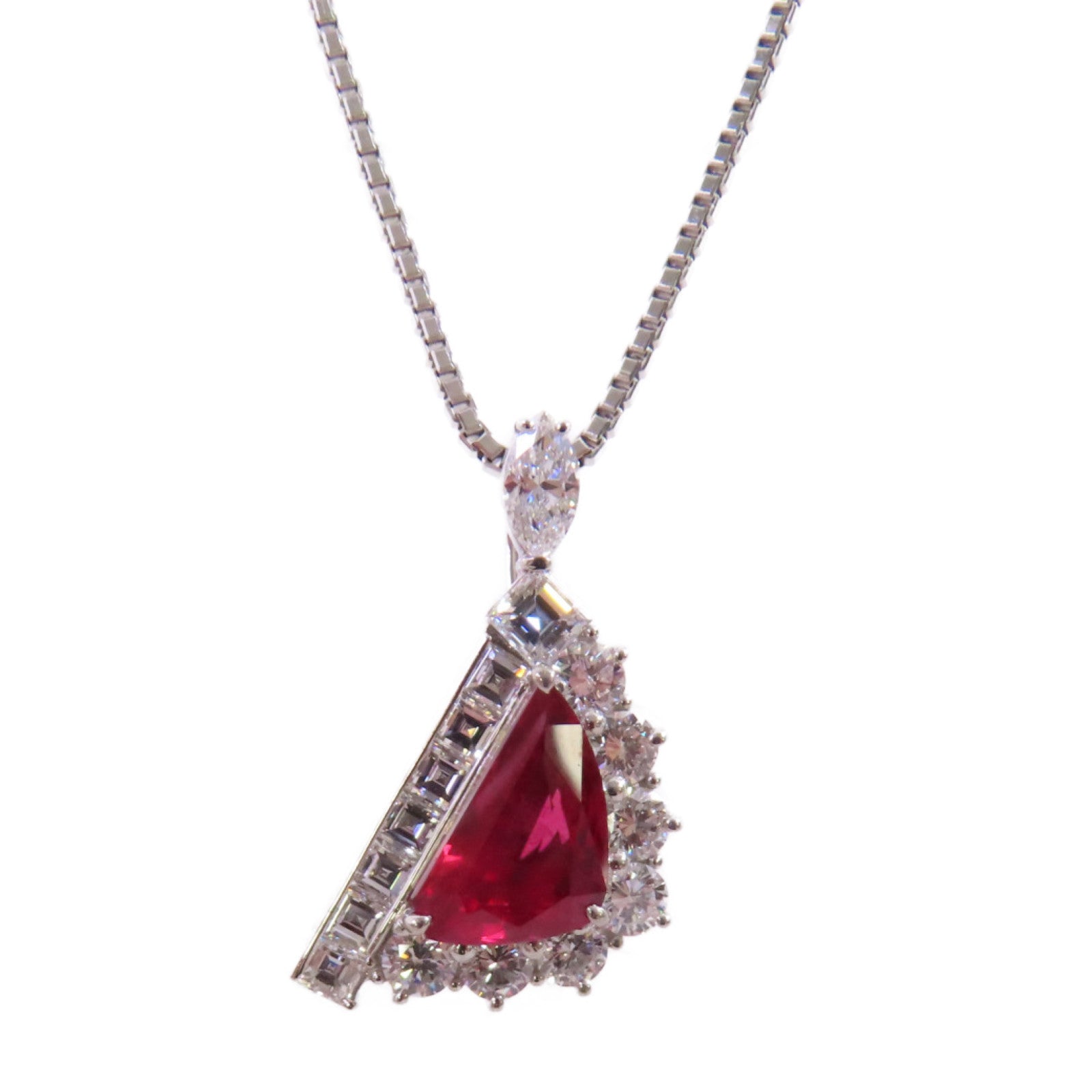 JEWELRY PT850鉑金/2.30ct紅寶石/1.64ct鑽石Ruby/Diamond Necklace項鏈