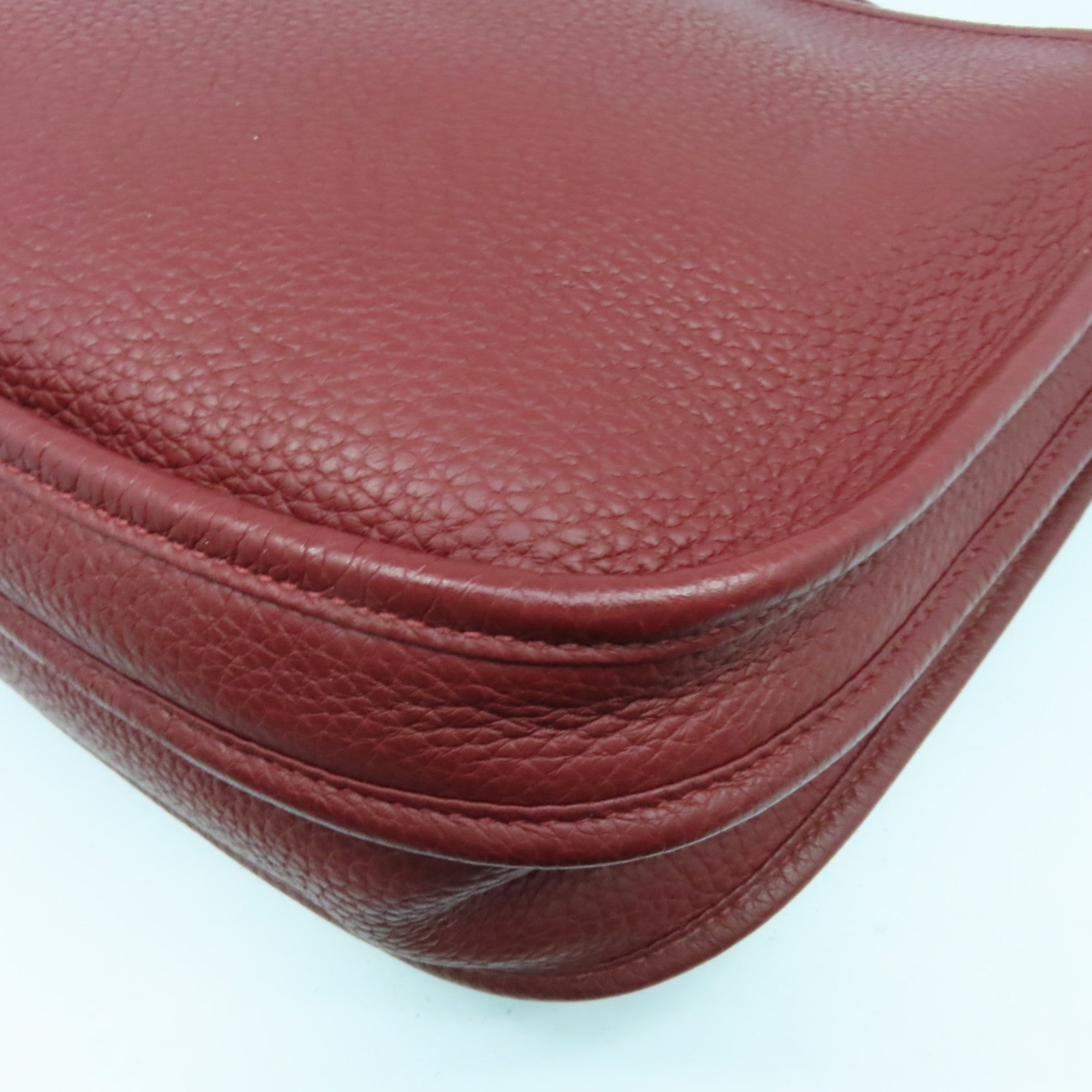 HERMES 【激減優惠】Clemence皮革Evelyne GM銀扣肩背袋Rouge H愛馬仕紅色