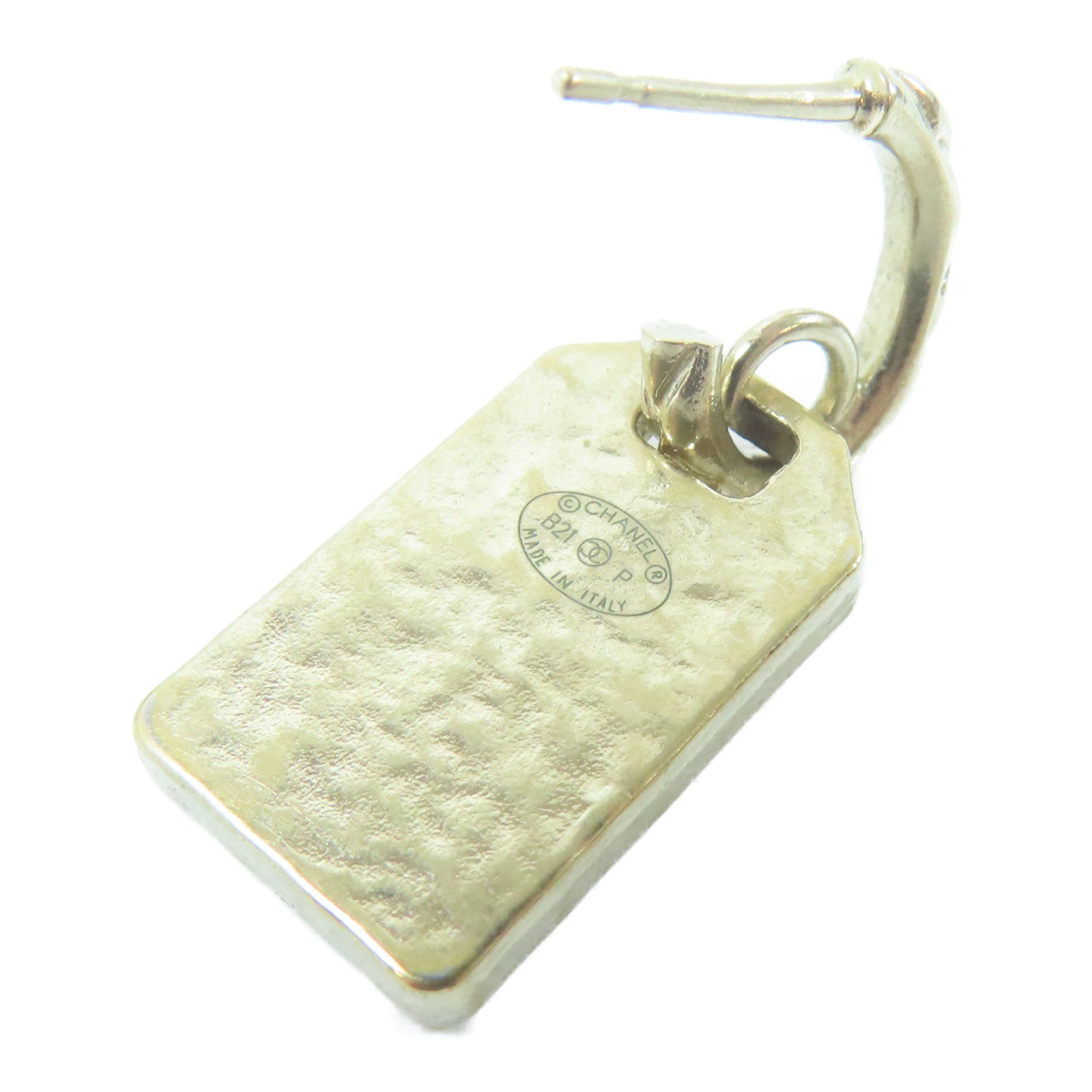 CHANEL 金屬Tag Drop Earring耳環金色