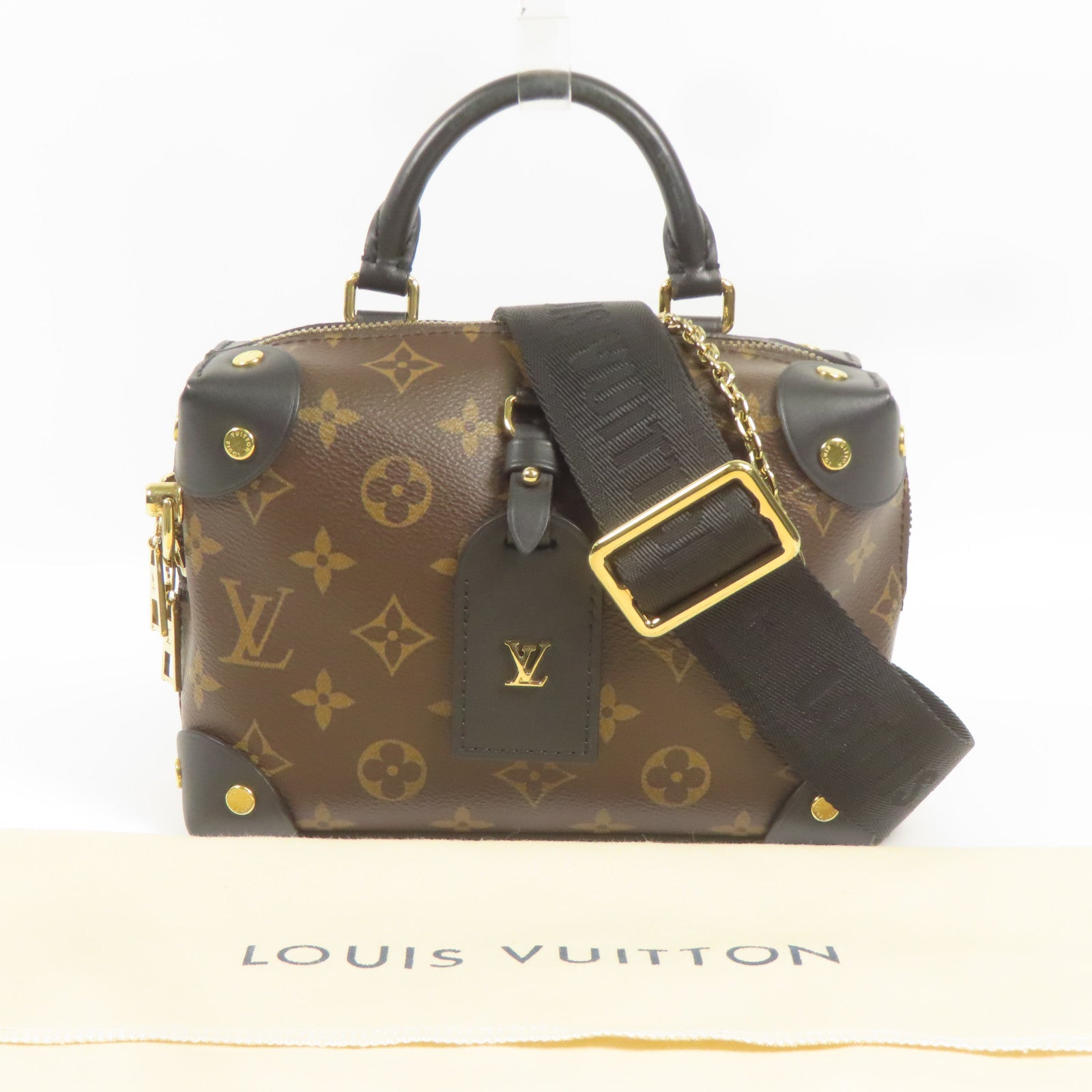 LOUIS VUITTON 【激減優惠】Monogram Petite Malle Souple金扣手挽肩背兩用袋棕色