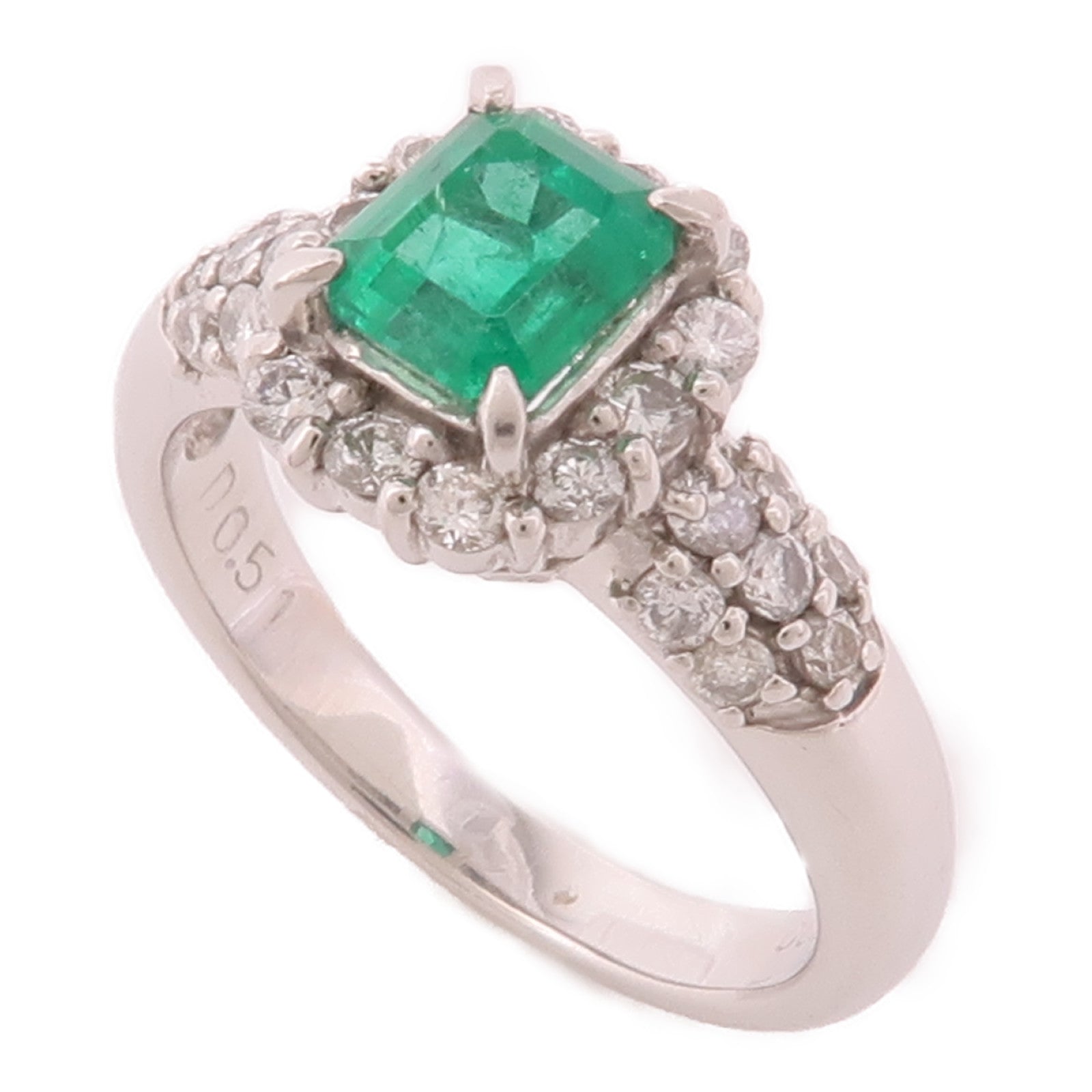 JEWELRY PT900鉑金Emerald Ring綠寶石/鑽石戒指