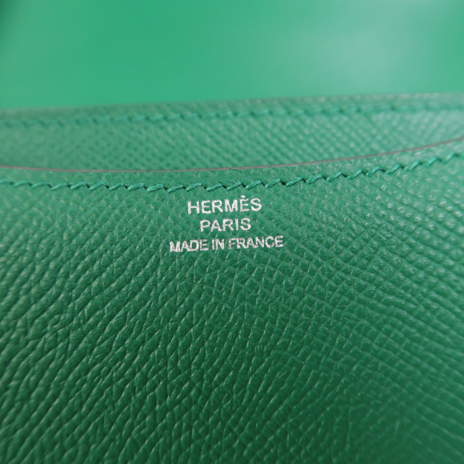 HERMES Epsom皮革Constance Mini銀扣肩背袋Vert Vertigo