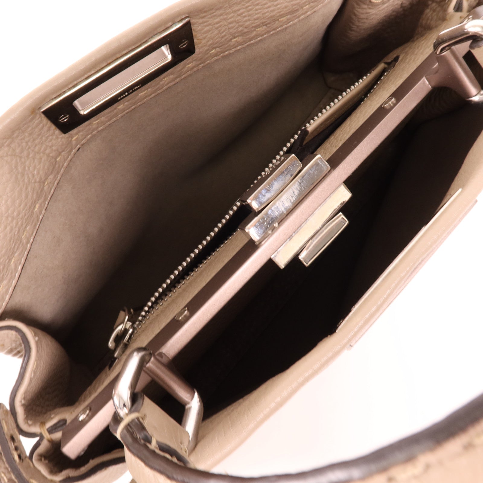 FENDI 牛皮皮革Peekaboo銀扣手挽肩背兩用袋
