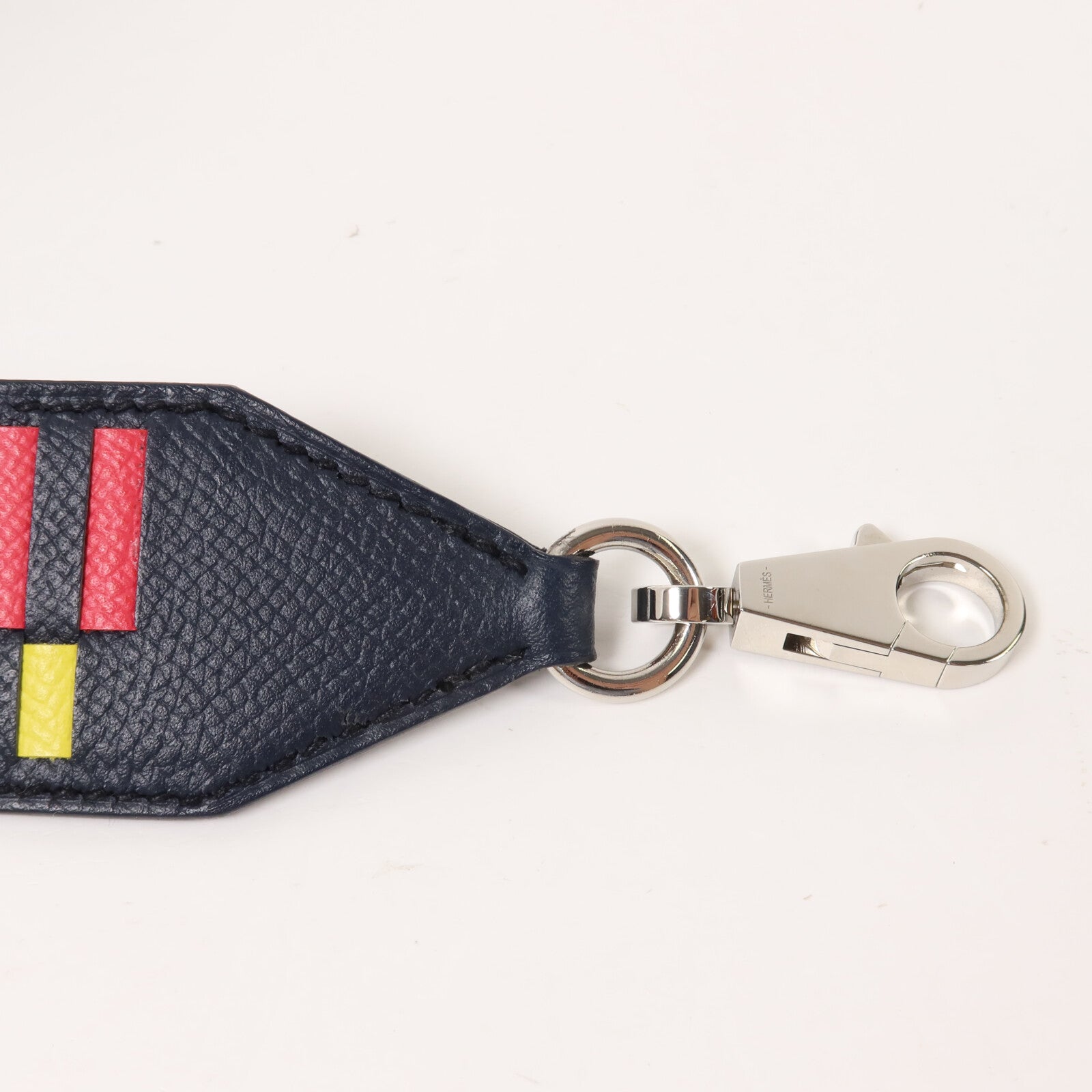HERMES Epsom皮革Tressage Bag Strap肩背帶Navy/Red/Yellow