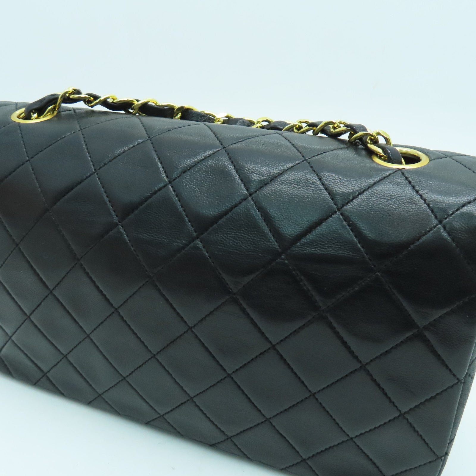 CHANEL 【激減優惠】菱格羊皮皮革Chain Shoulder Bag金扣黑色