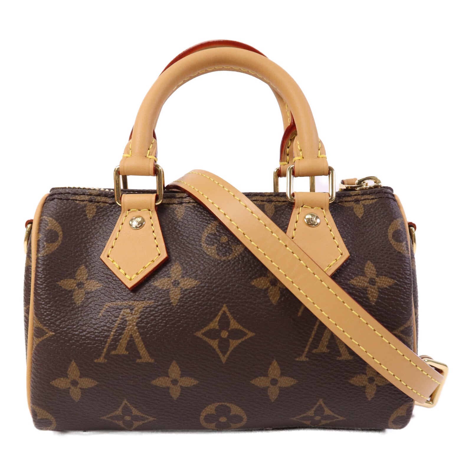 LOUIS VUITTON Monogram Nano Speedy金扣手挽肩背兩用袋