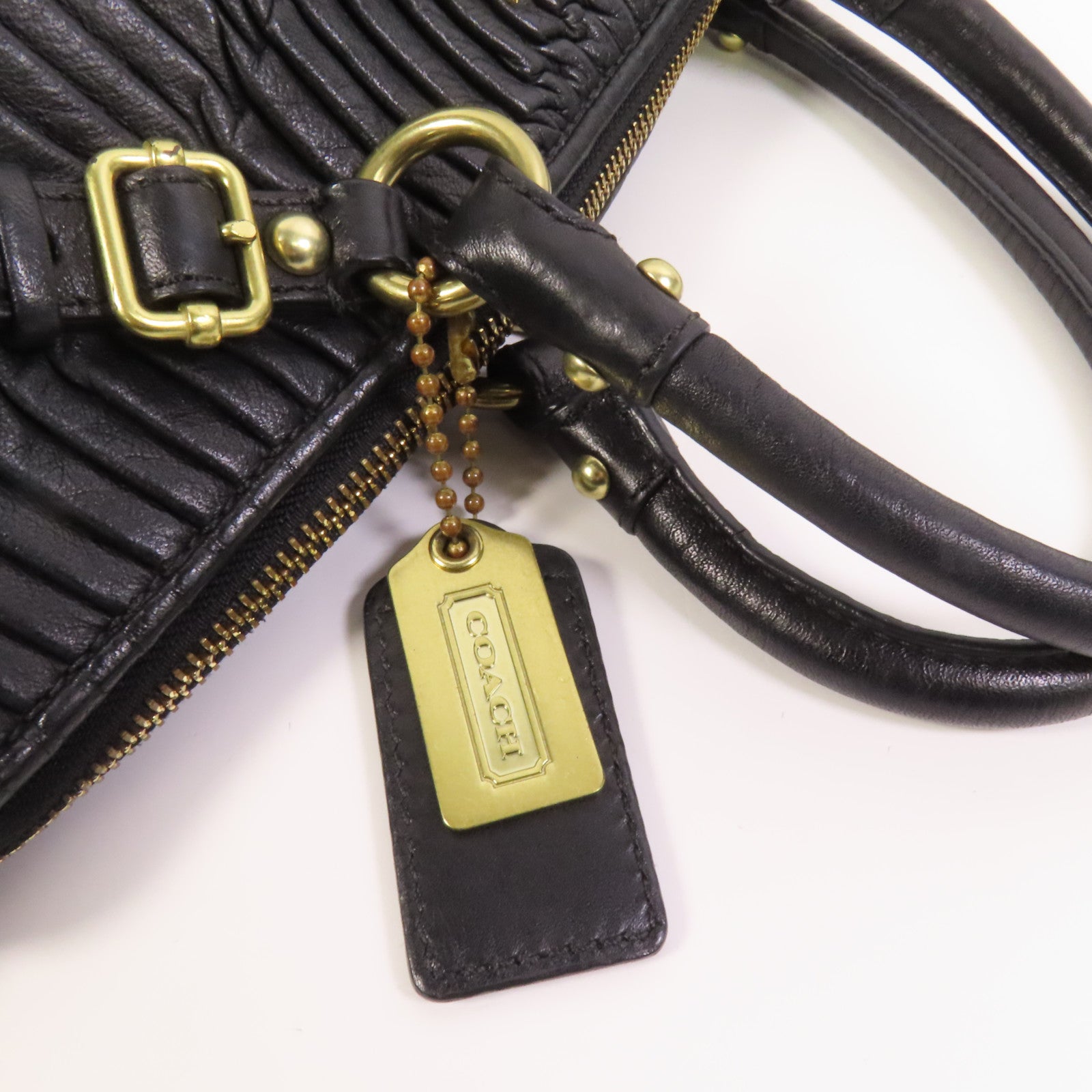 COACH 牛皮皮革2way Chain Shoulder Bag金扣手挽肩背兩用袋