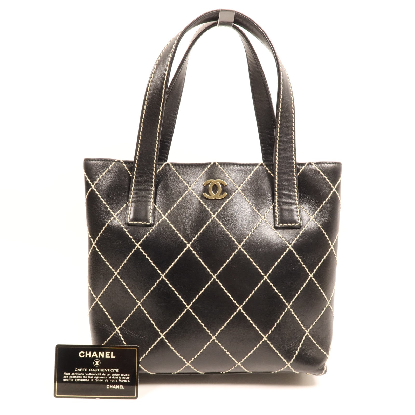 CHANEL 牛皮皮革Tote Bag金扣手挽袋