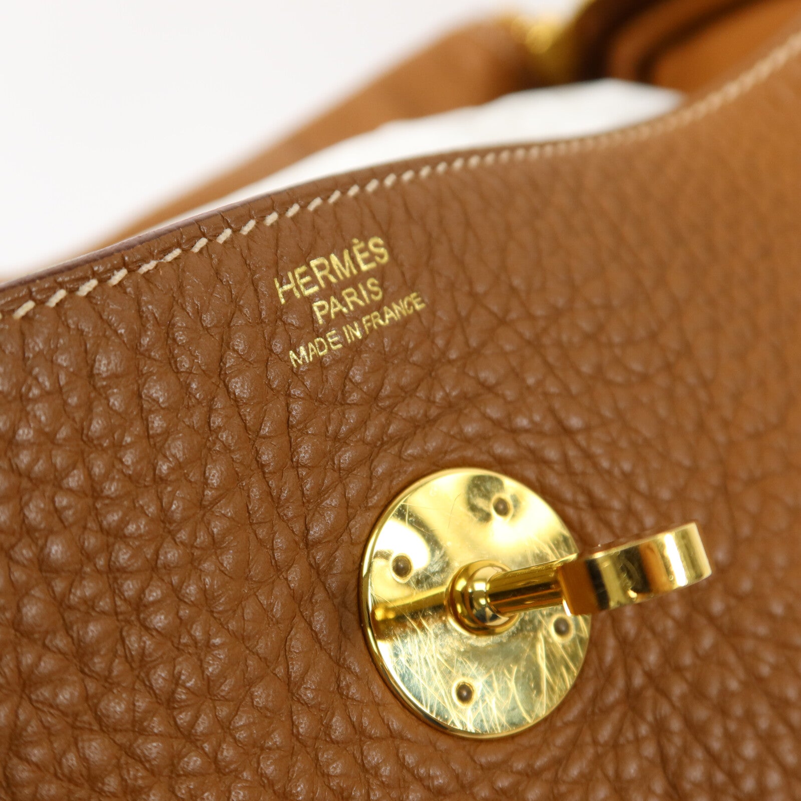 HERMES Clemence皮革Lindy 30手挽肩背兩用袋Gold