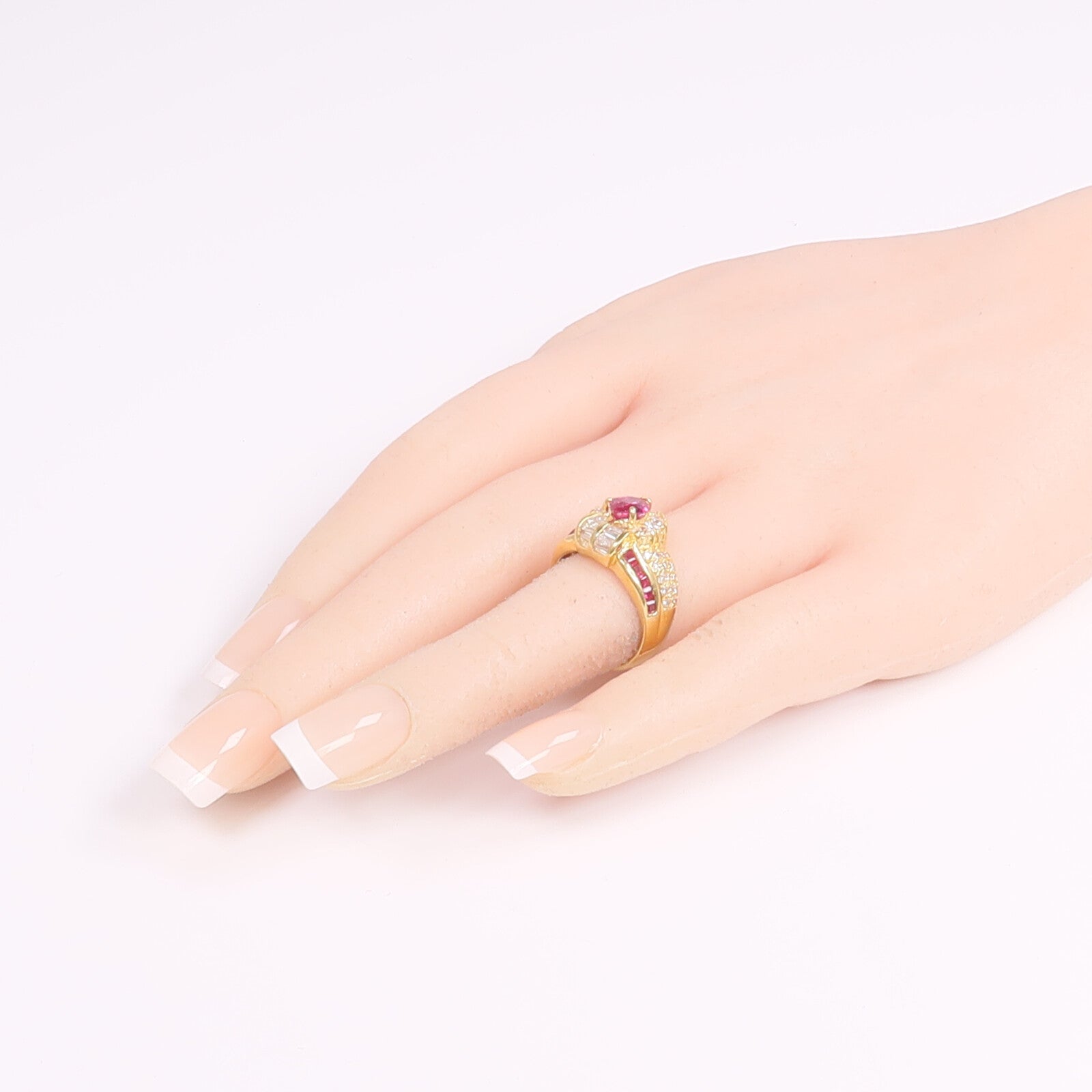 JEWELRY 18K黃金Ruby Diamond Ring紅寶石/鑽石戒指US#5.75
