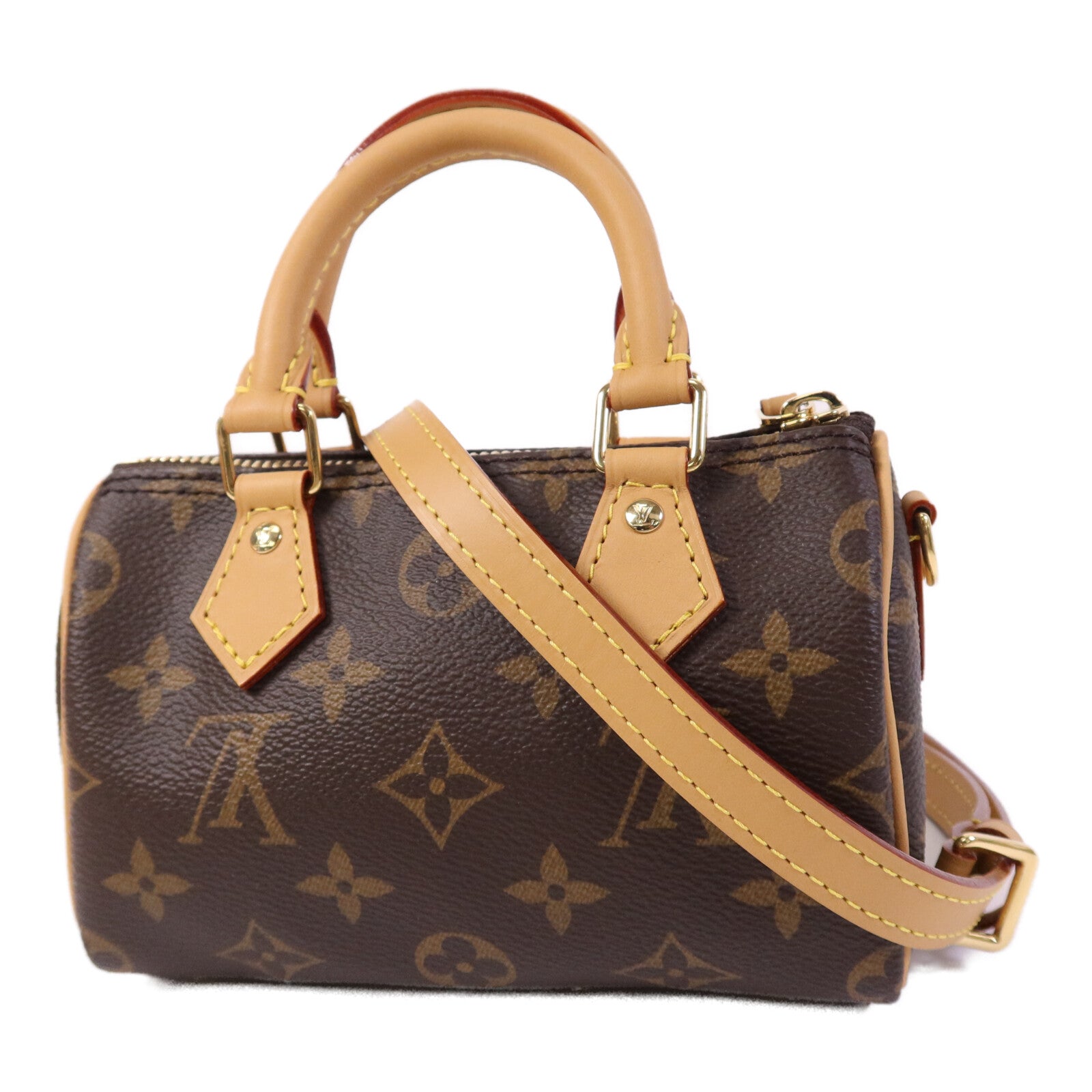 LOUIS VUITTON Monogram Nano Speedy金扣手挽肩背兩用袋