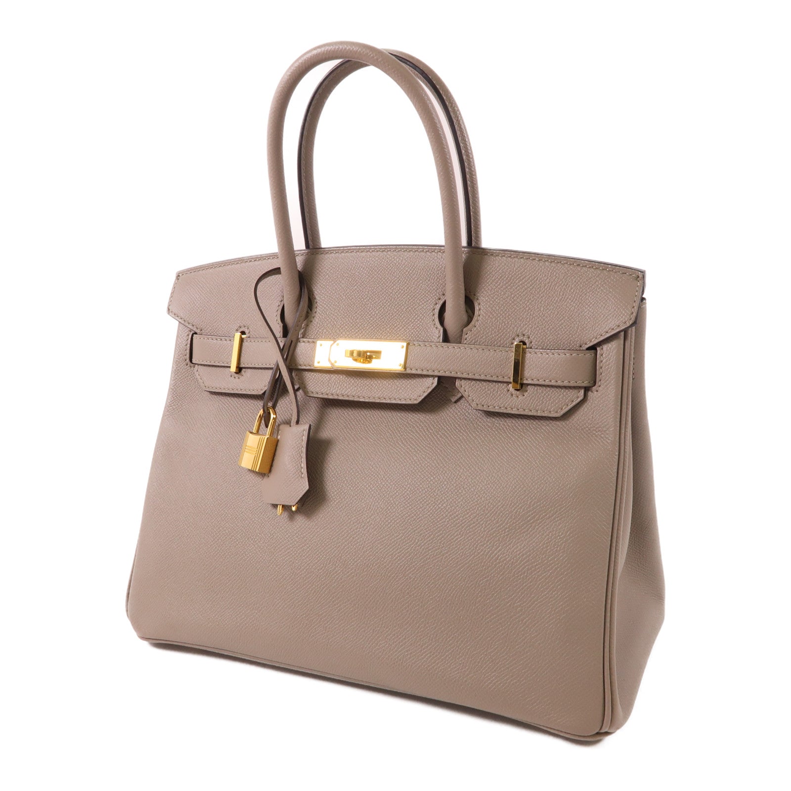 HERMES Epsom皮革Birkin 30金扣手挽袋Gris Asphalt