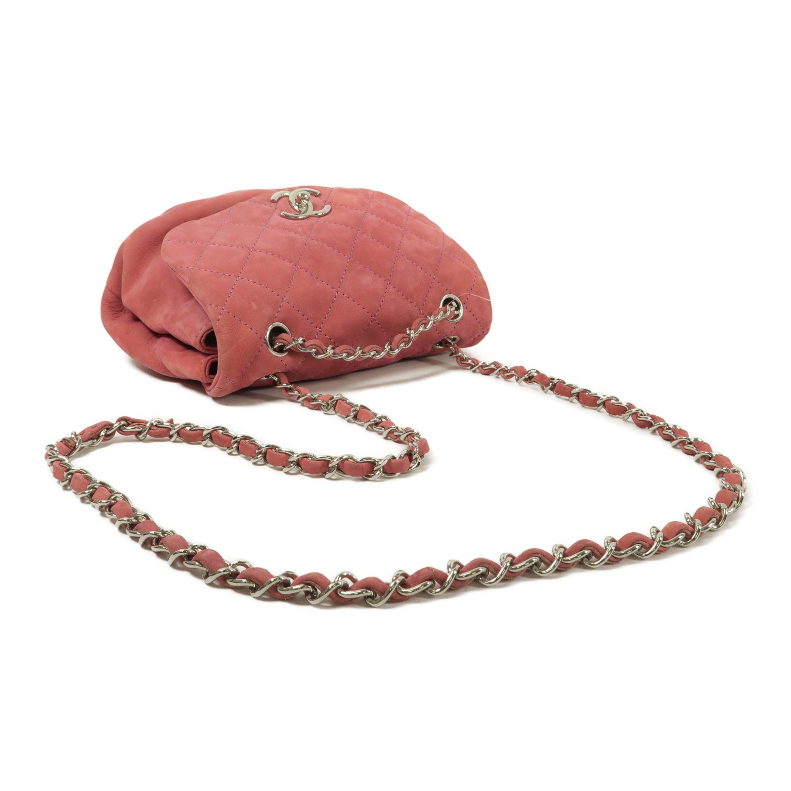 CHANEL 絨布Chain Shoulder鏈帶肩背袋