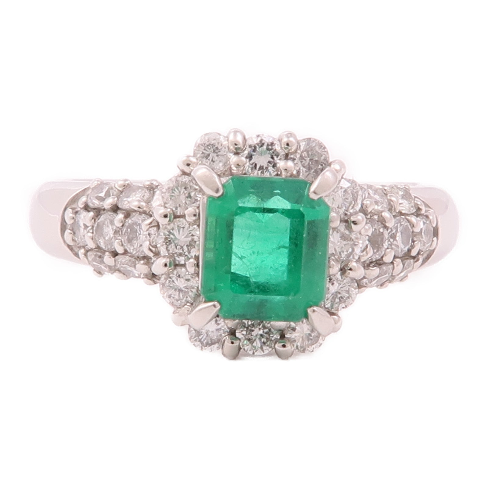 JEWELRY PT900鉑金Emerald Ring綠寶石/鑽石戒指