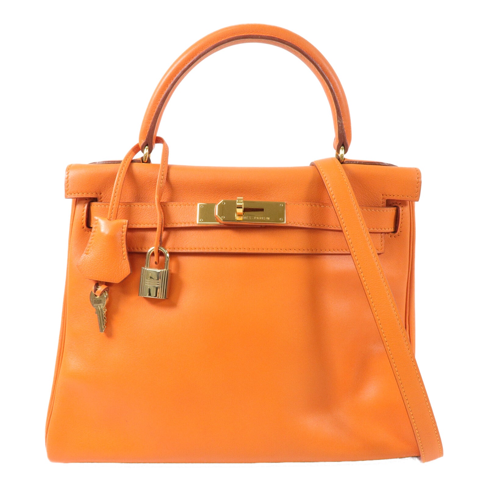 HERMES Swift皮革Kelly 28手挽肩背兩用袋Orange H