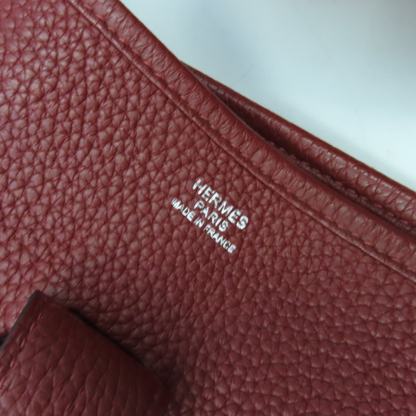 HERMES 【激減優惠】Clemence皮革Evelyne GM銀扣肩背袋Rouge H愛馬仕紅色