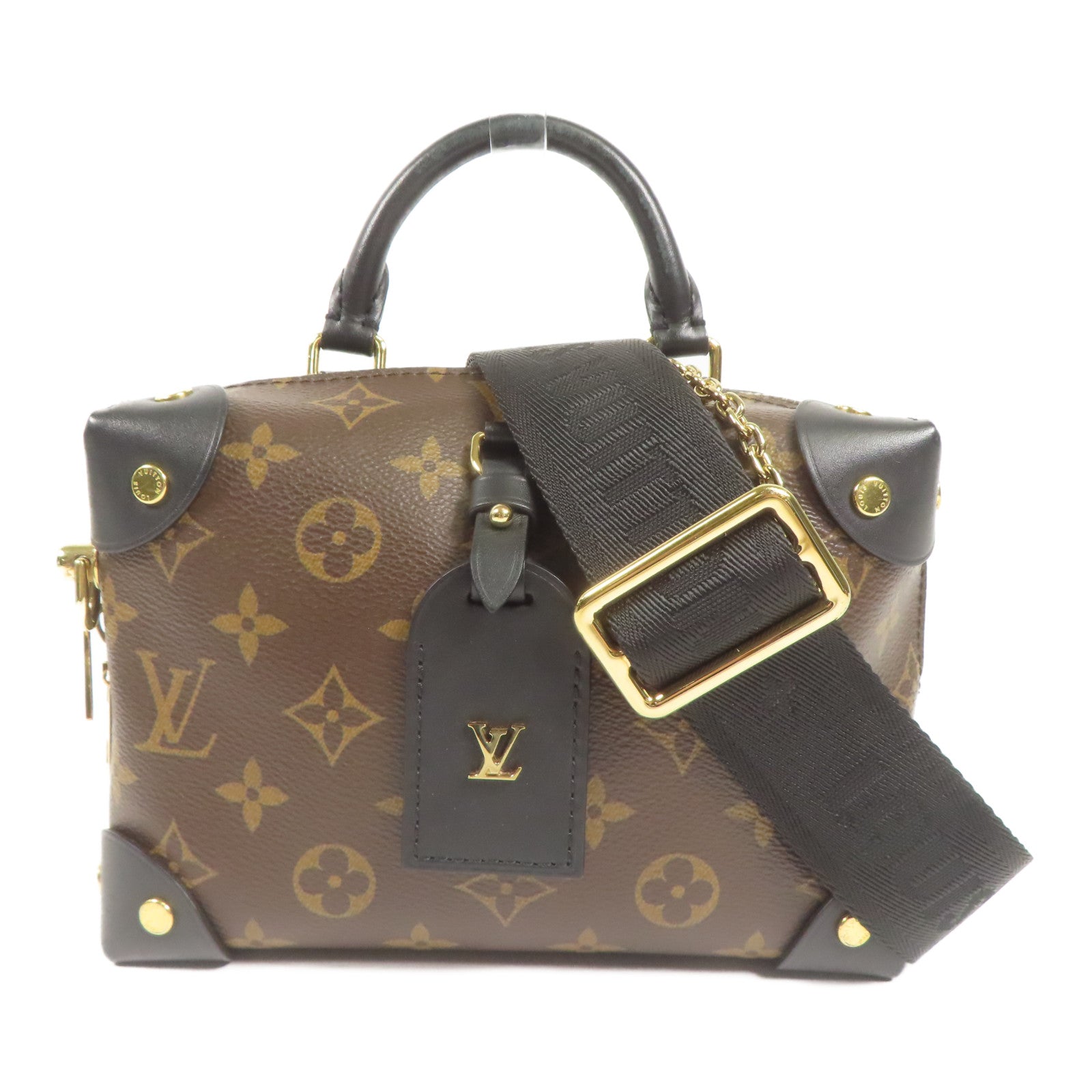 LOUIS VUITTON Monogram Petite Malle Souple金扣手挽肩背兩用袋棕色