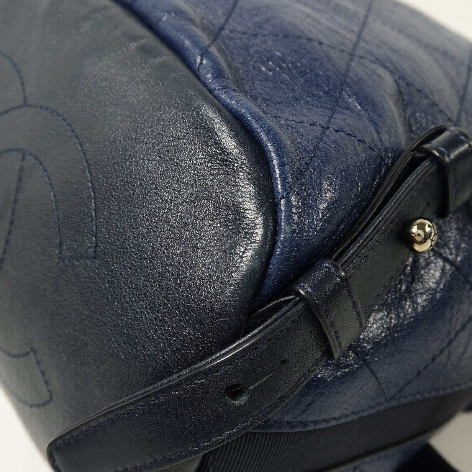 CHANEL 牛皮皮革Backpack銀扣鏈帶背包