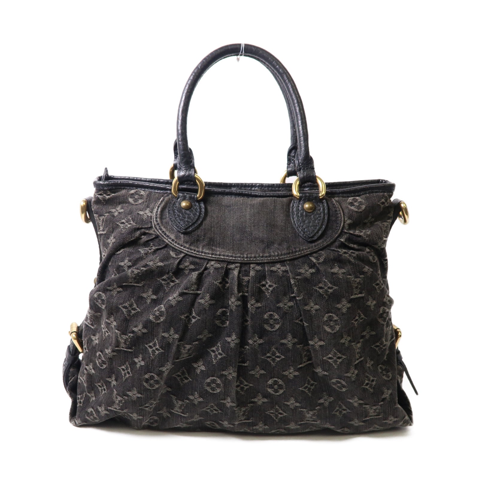 LOUIS VUITTON Monogram Denim Neo Cabby MM金扣肩背袋黑色