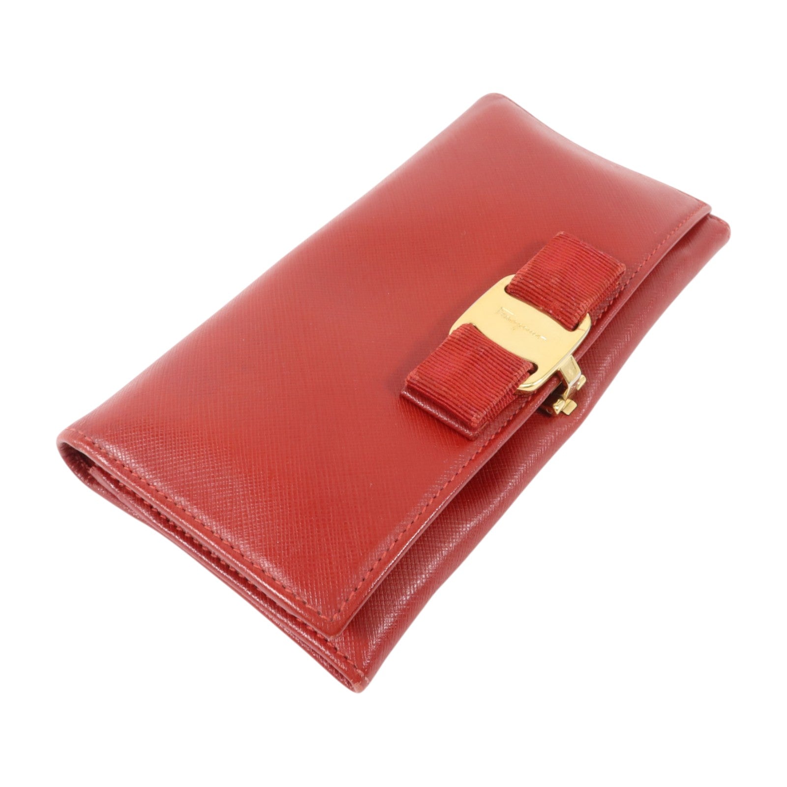 Salvatore Ferragamo Saffiano皮革Vara Bow Long Wallet金扣長錢包