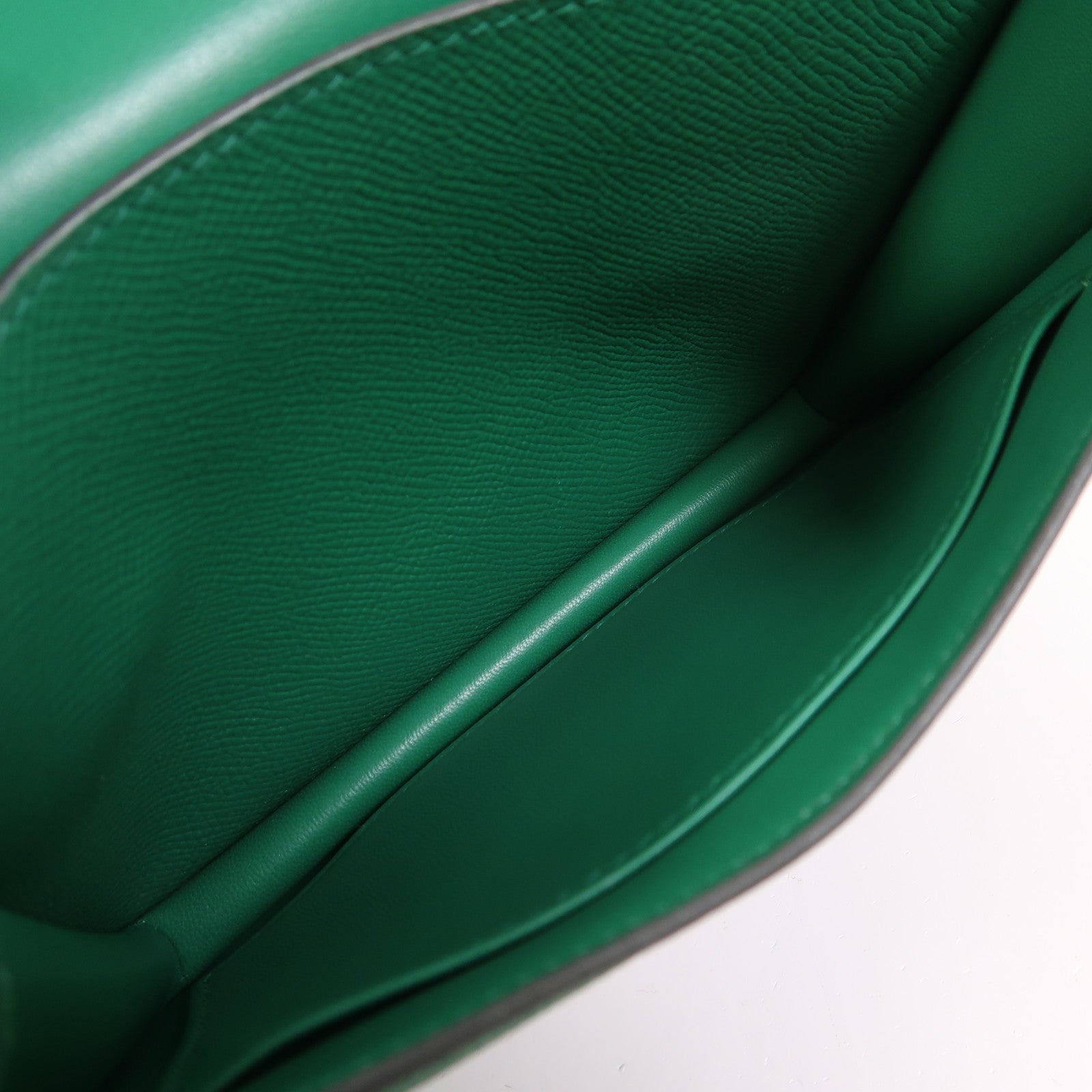 HERMES Epsom皮革Constance Mini銀扣肩背袋Vert Vertigo