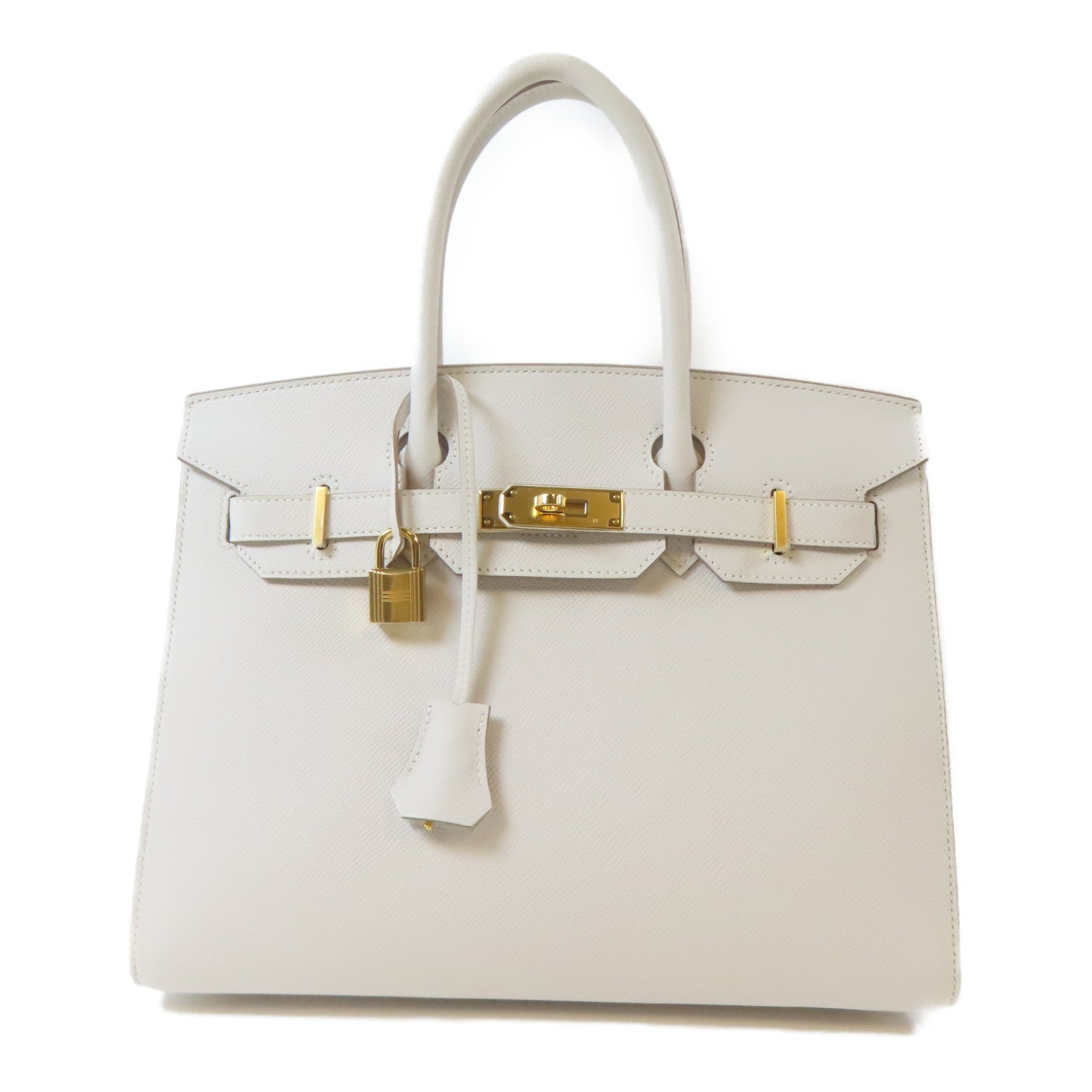 HERMES Epsom皮革Birkin 30金扣手挽袋白色